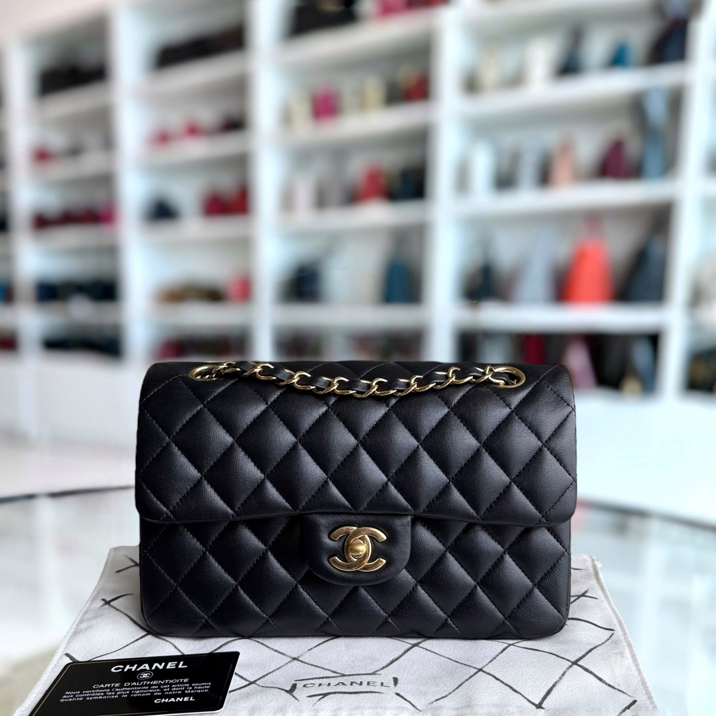 Chanel Classic Flap Small - 23CM Quilted Lambskin Black Gold Hardware Series 30