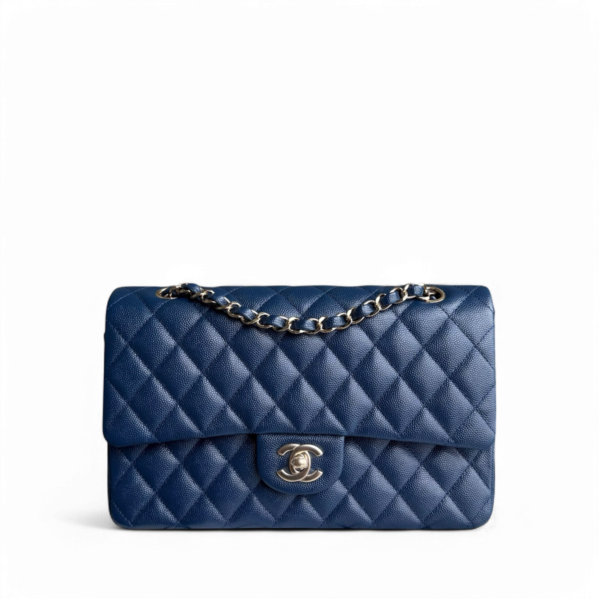 Chanel Classic Flap Medium - Caviar 25CM Quilted Dark Blue Light Gold Hardware Series 27