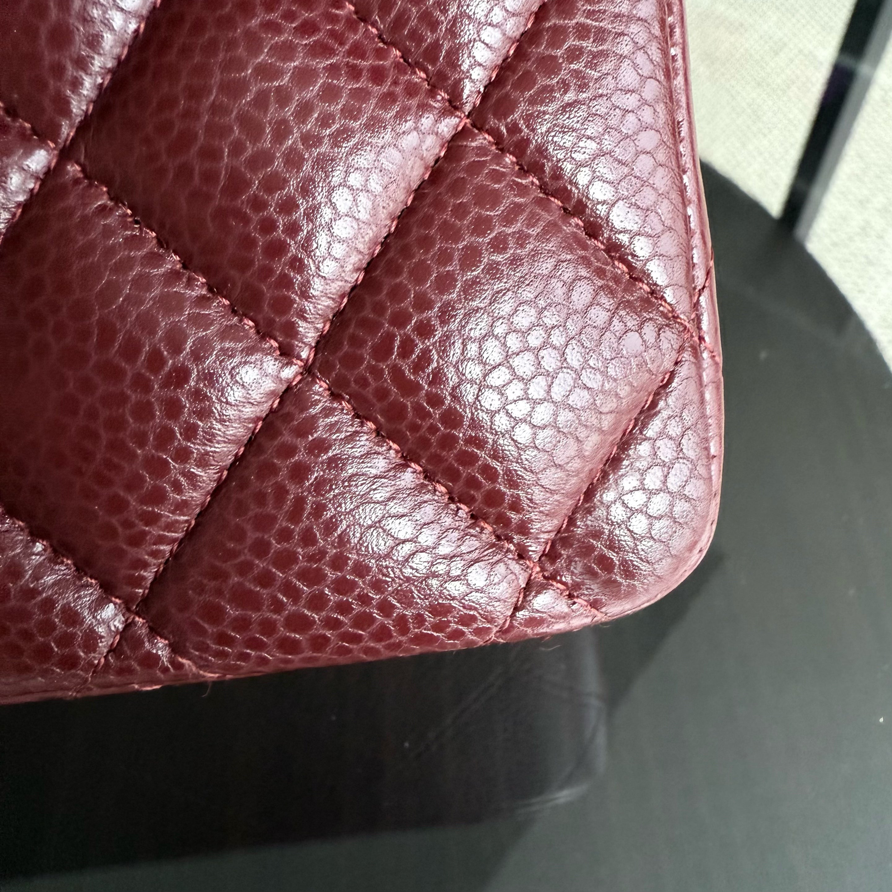 Chanel Classic Flap Medium - Caviar 25CM Quilted Burgundy Dark Red Silver Hardware Series 15