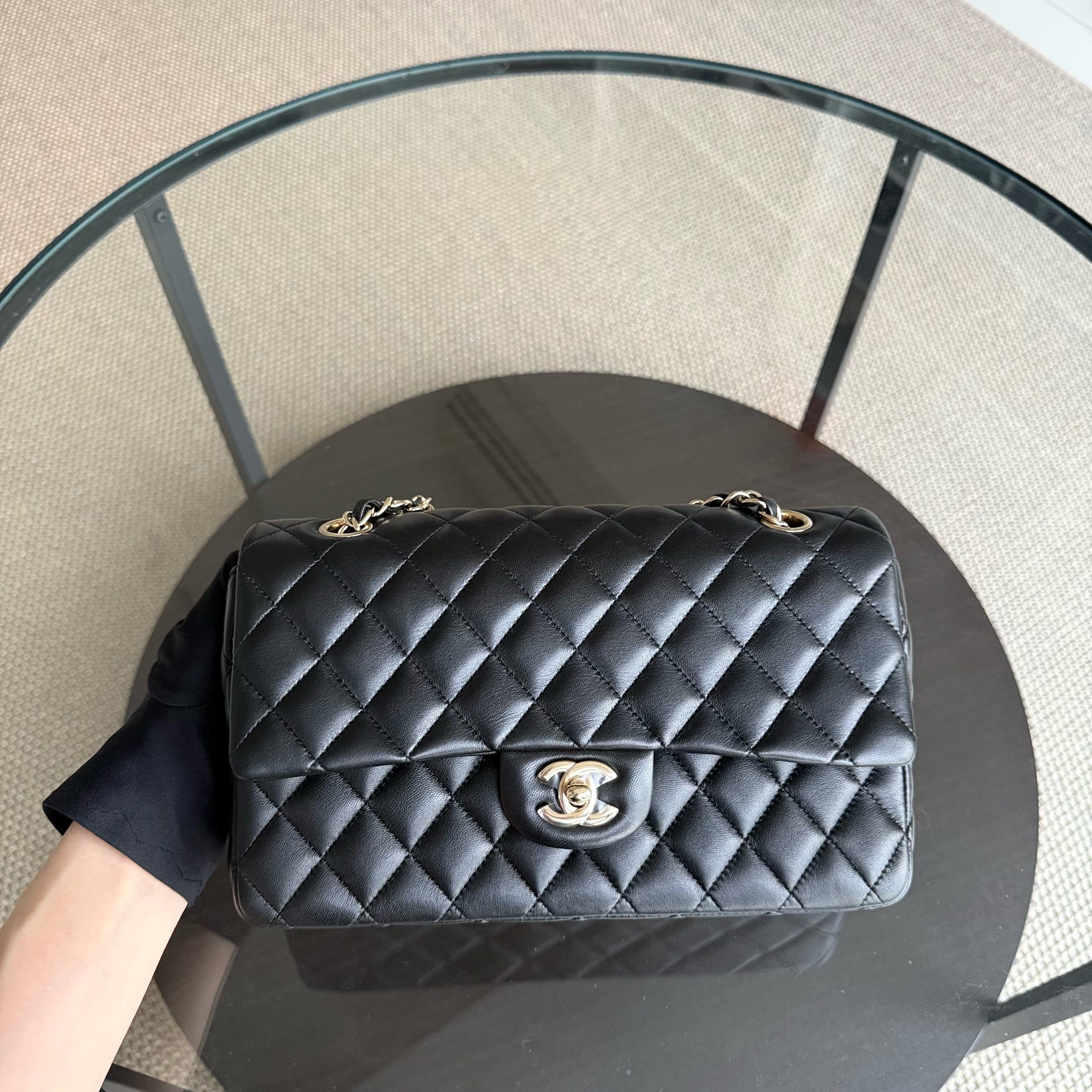 Chanel Classic Flap Medium - Special Valentine Edition 25CM Quilted Lambskin Black Gold Hardware Series 19