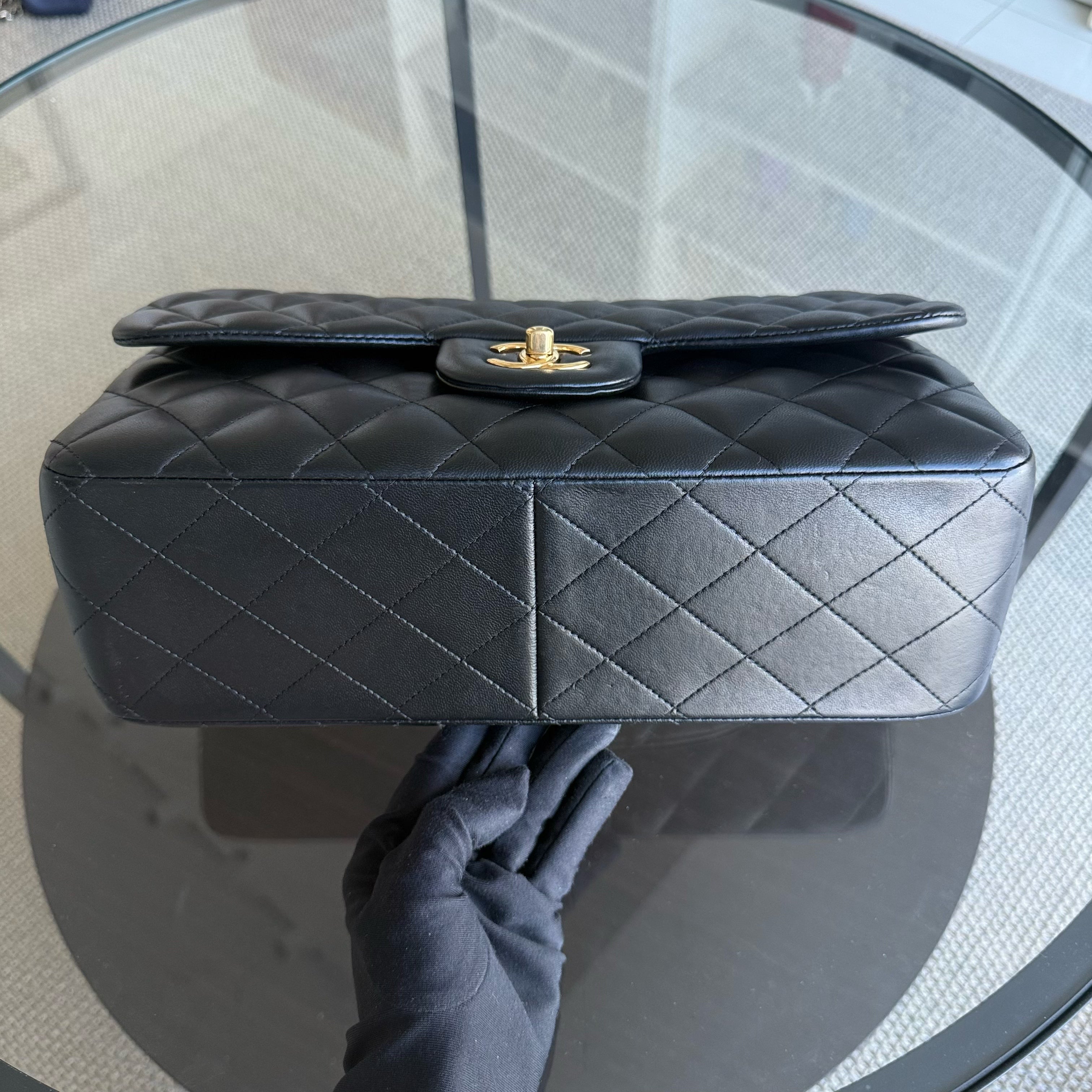 Chanel Classic Flap Jumbo - Double Flap Quilted Lambskin Black Gold Hardware Series 19