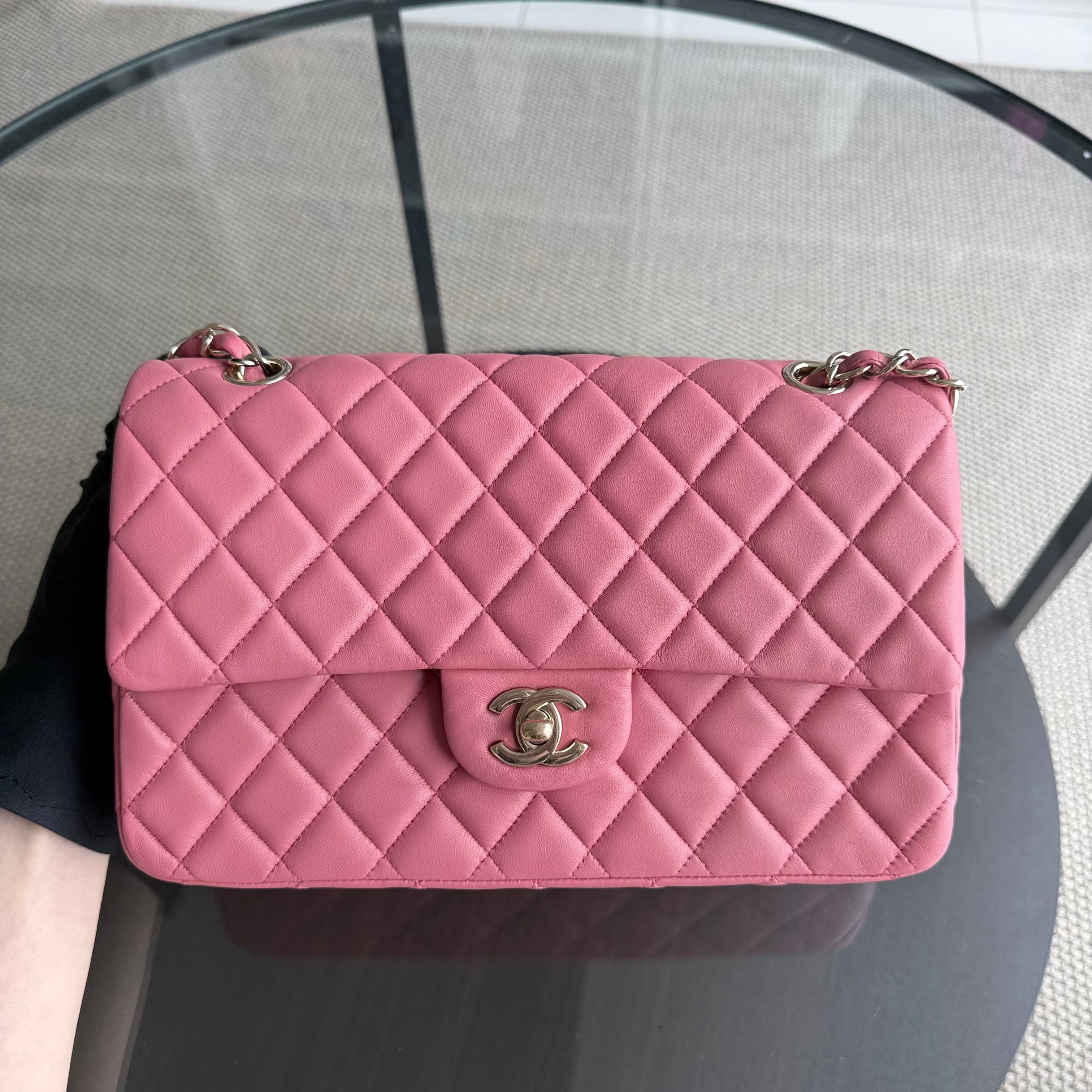 Chanel Classic Flap Medium Valentine Edition - 25CM Quilted Lambskin Sakura Pink Gold Hardware Series 19