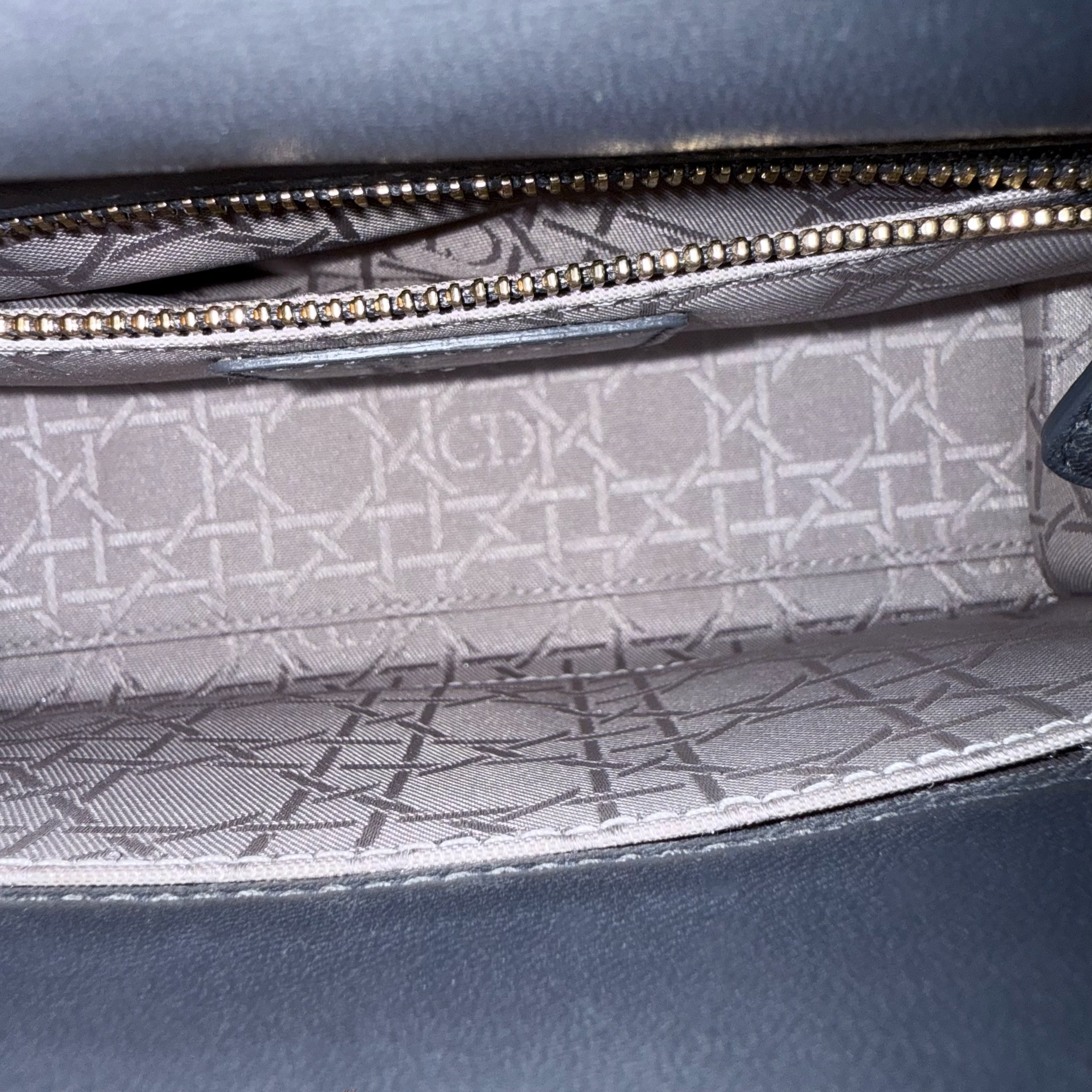 Dior Lady Small - Cannage Lambskin Dark Grey Gray Charcoal Gold Hardware