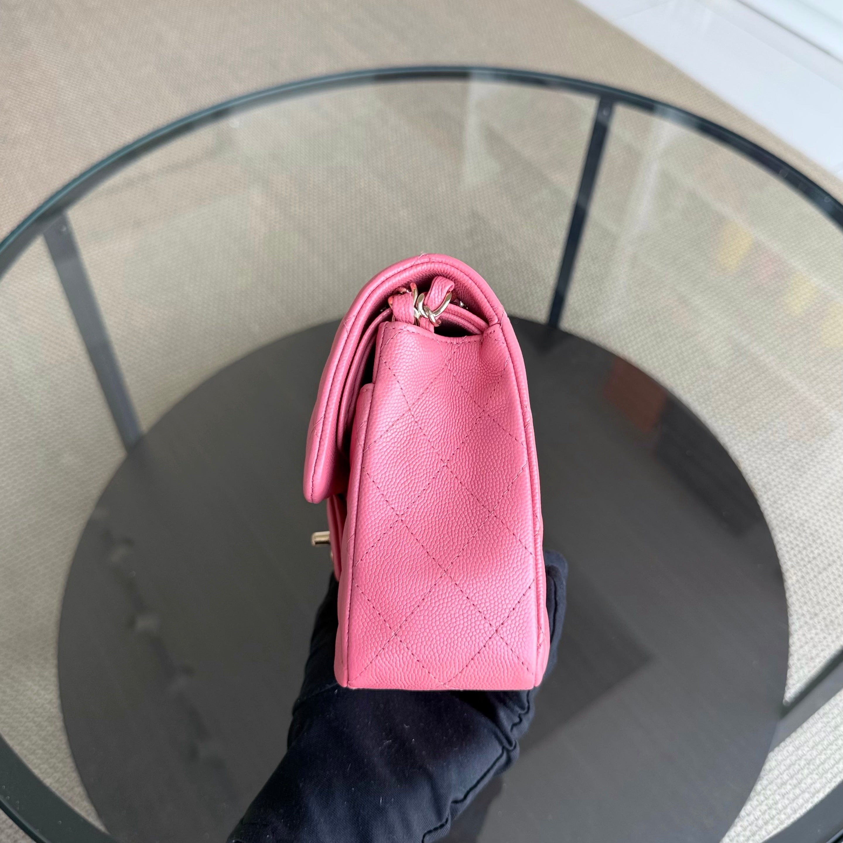 Chanel Classic Fp Small - Caviar 23CM Quilted Grained Calfskin Pink Gold Hardware Series 28