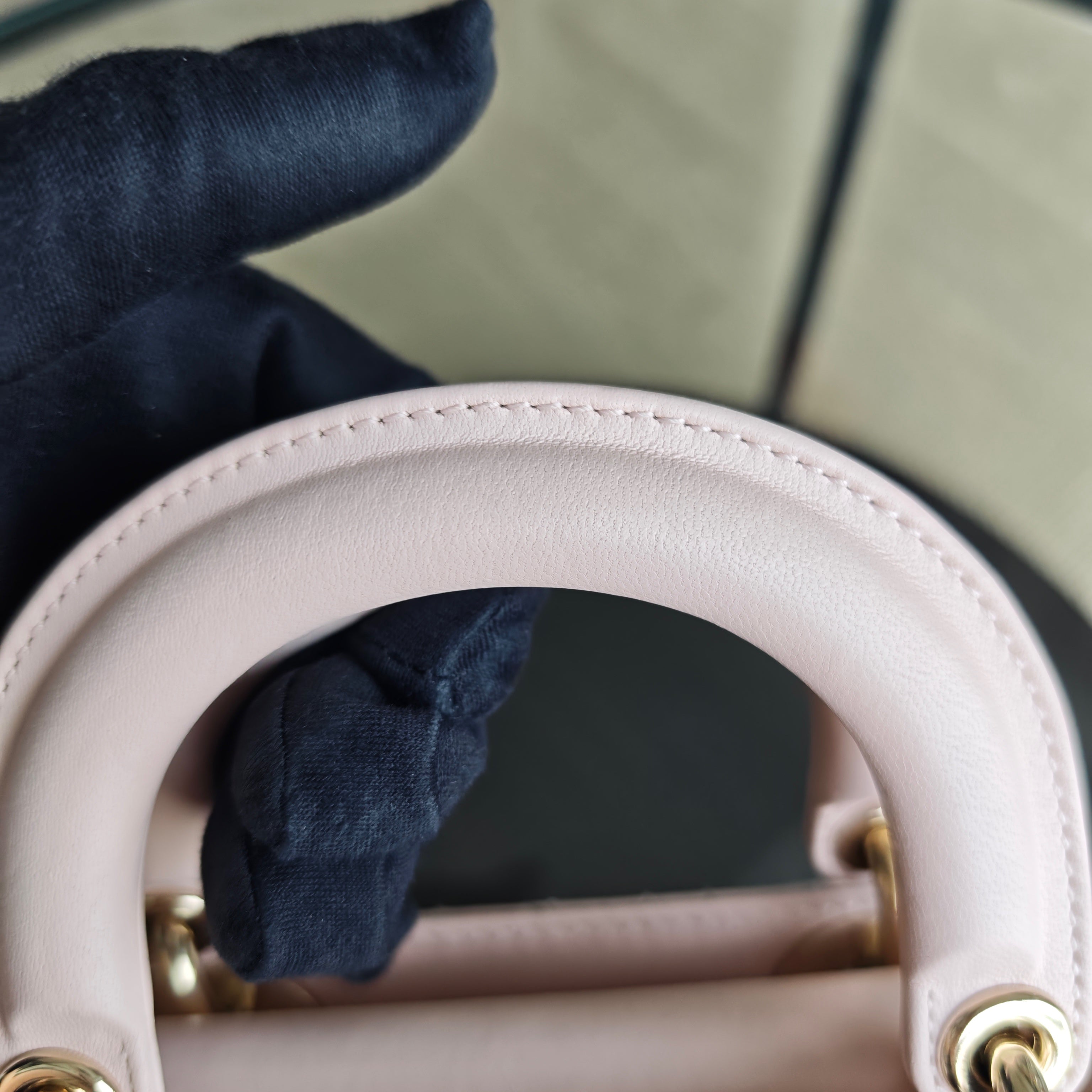 Dior D-Joy Medium - Cannage Lambskin Light Pink Gold Hardware