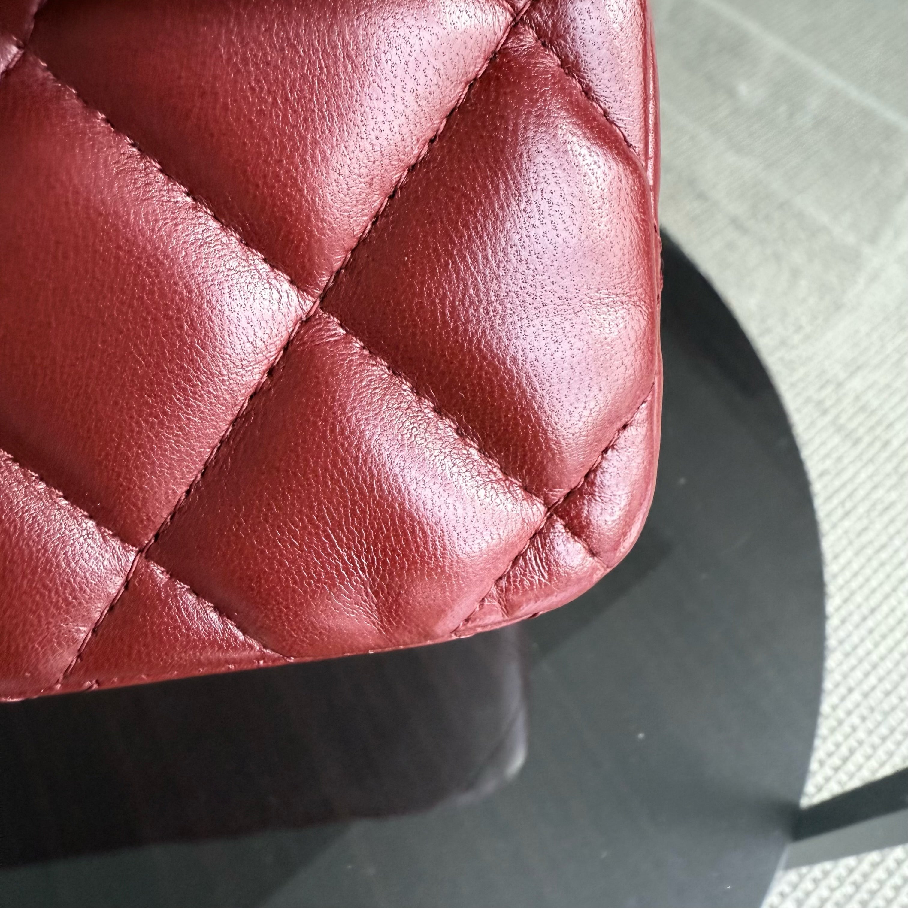 Chanel Classic Flap Jumbo - Double Flap 30CM Quilted Lambskin Dark Red Gold Hardware Series 15