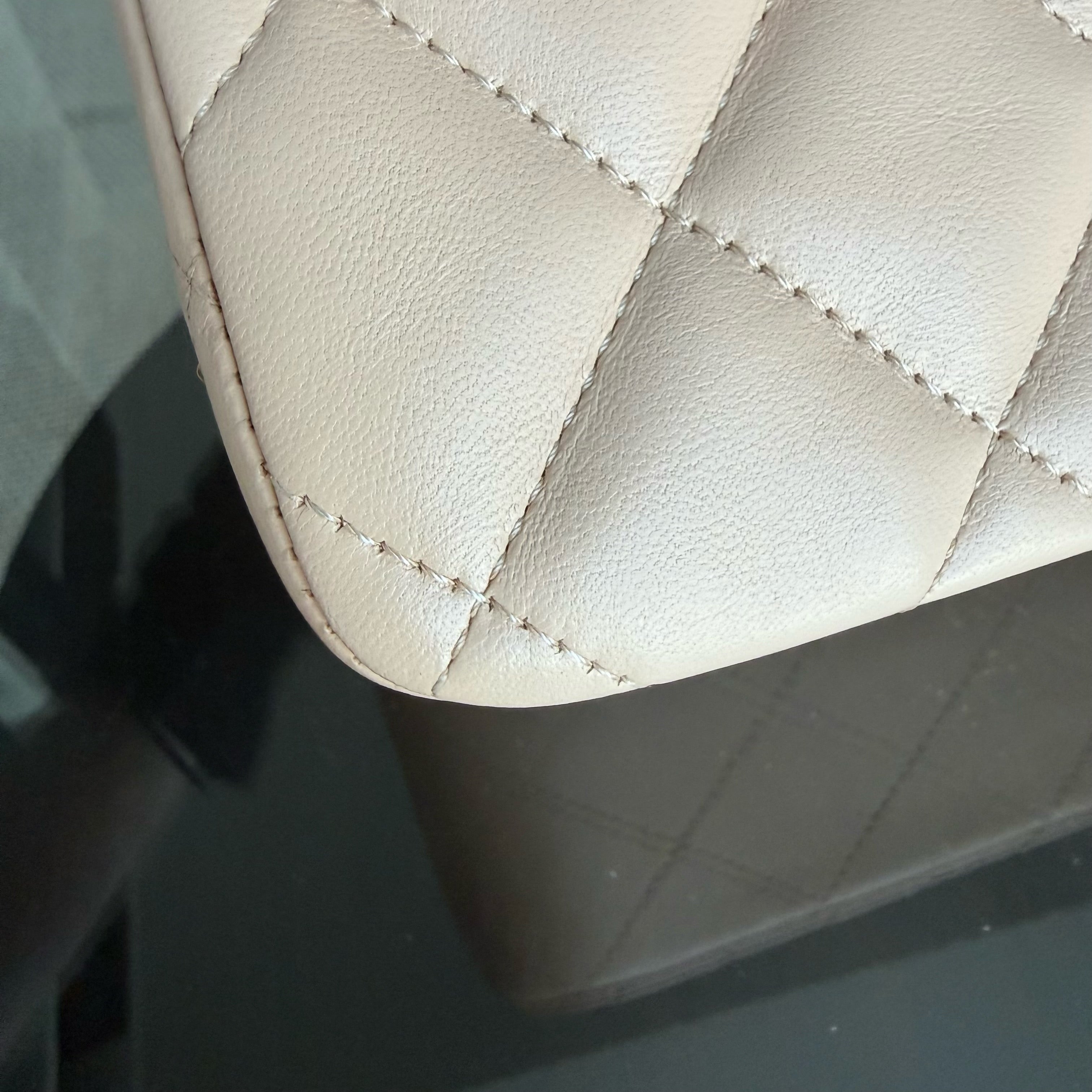 Chanel Classic Flap Jumbo - 30CM Single Flap Quilted Lambskin Beige Gold Hardware Series 13