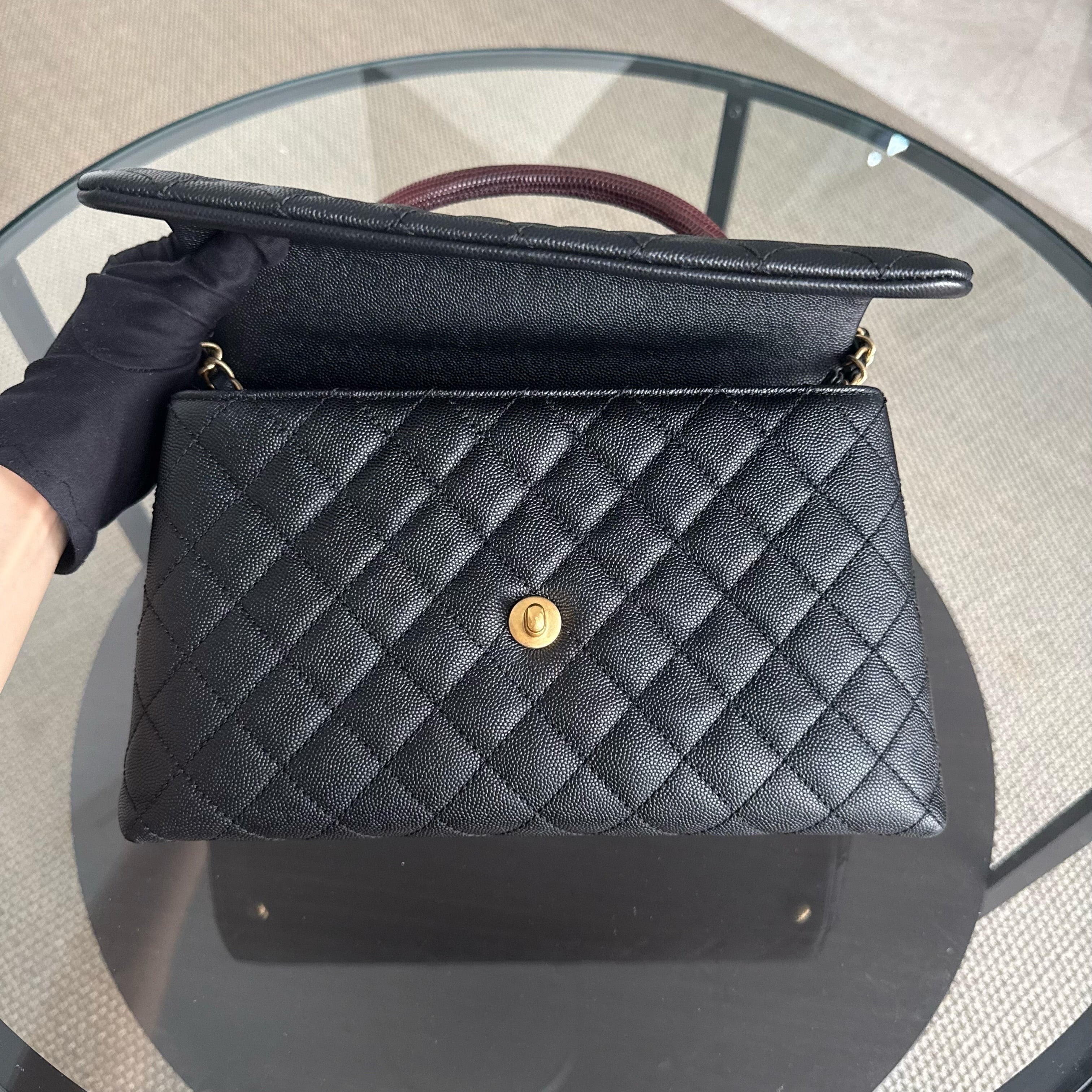 Chanel Coco Handle Medium - Caviar 29CM Quilted Black Gold Hardware Series 24
