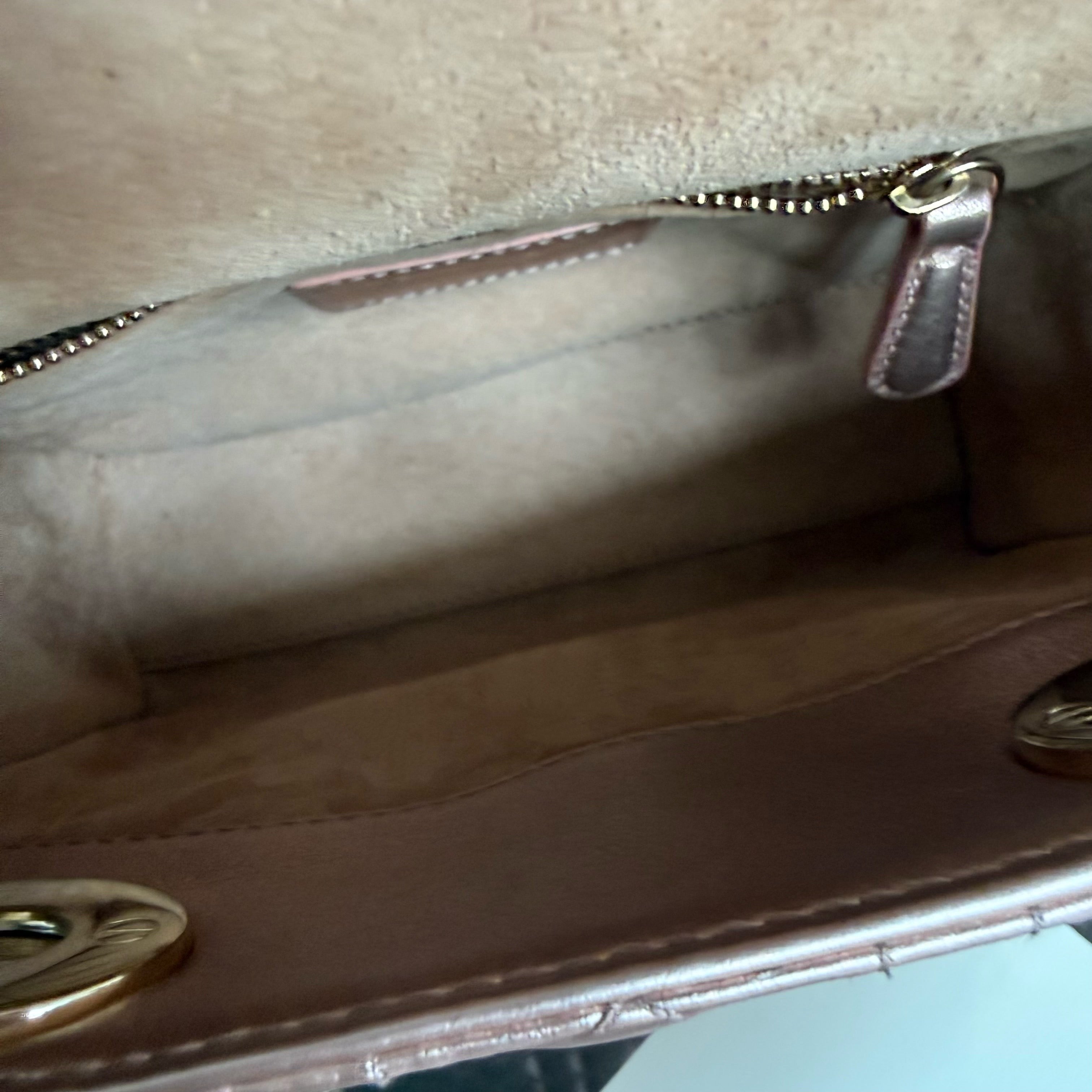 Dior Lady Mini - Cannage Rose Calfskin Gold Hardware Chain Strap