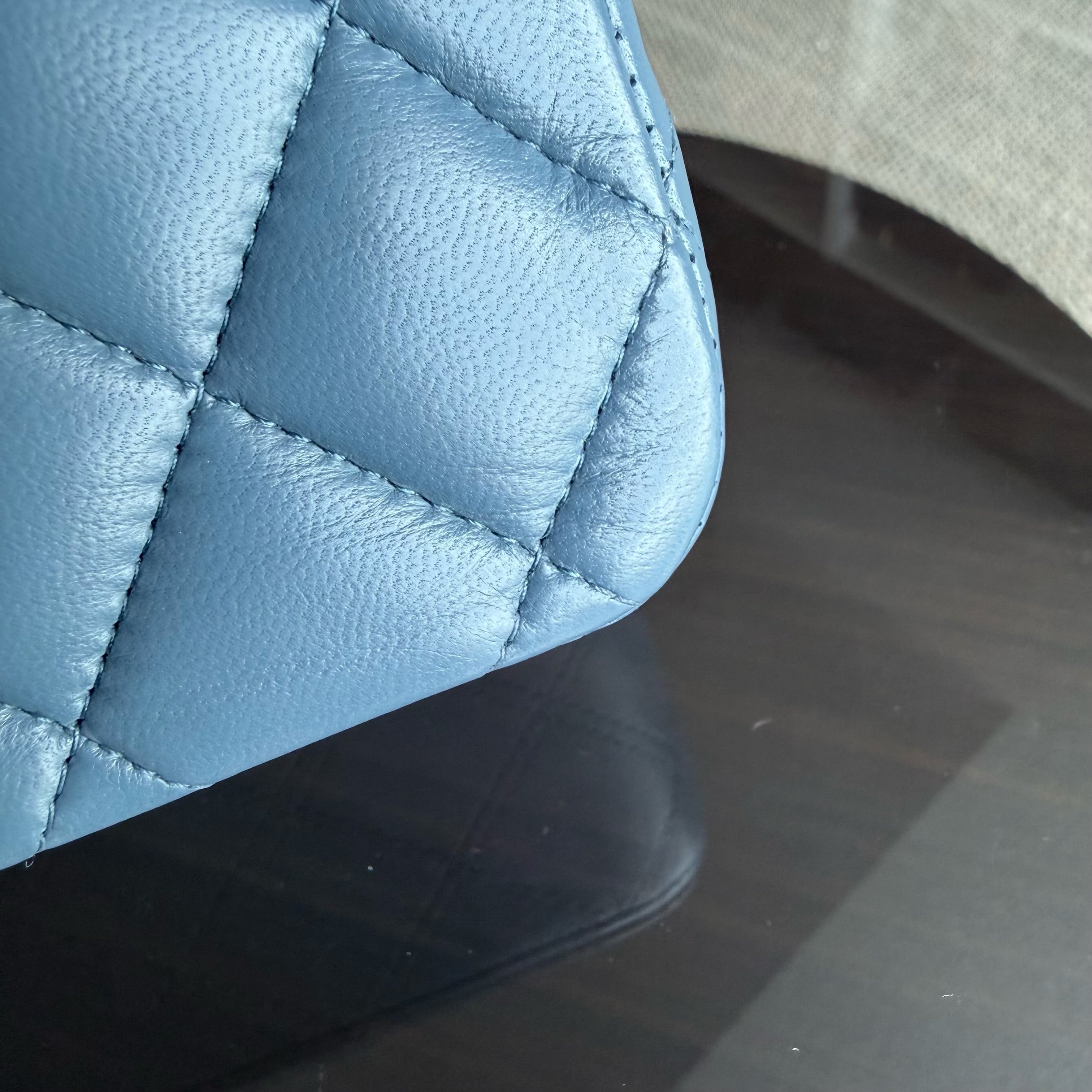 Chanel Classic Flap Medium - 25CM Quilted Lambskin Blue Silver Hardware Series 17