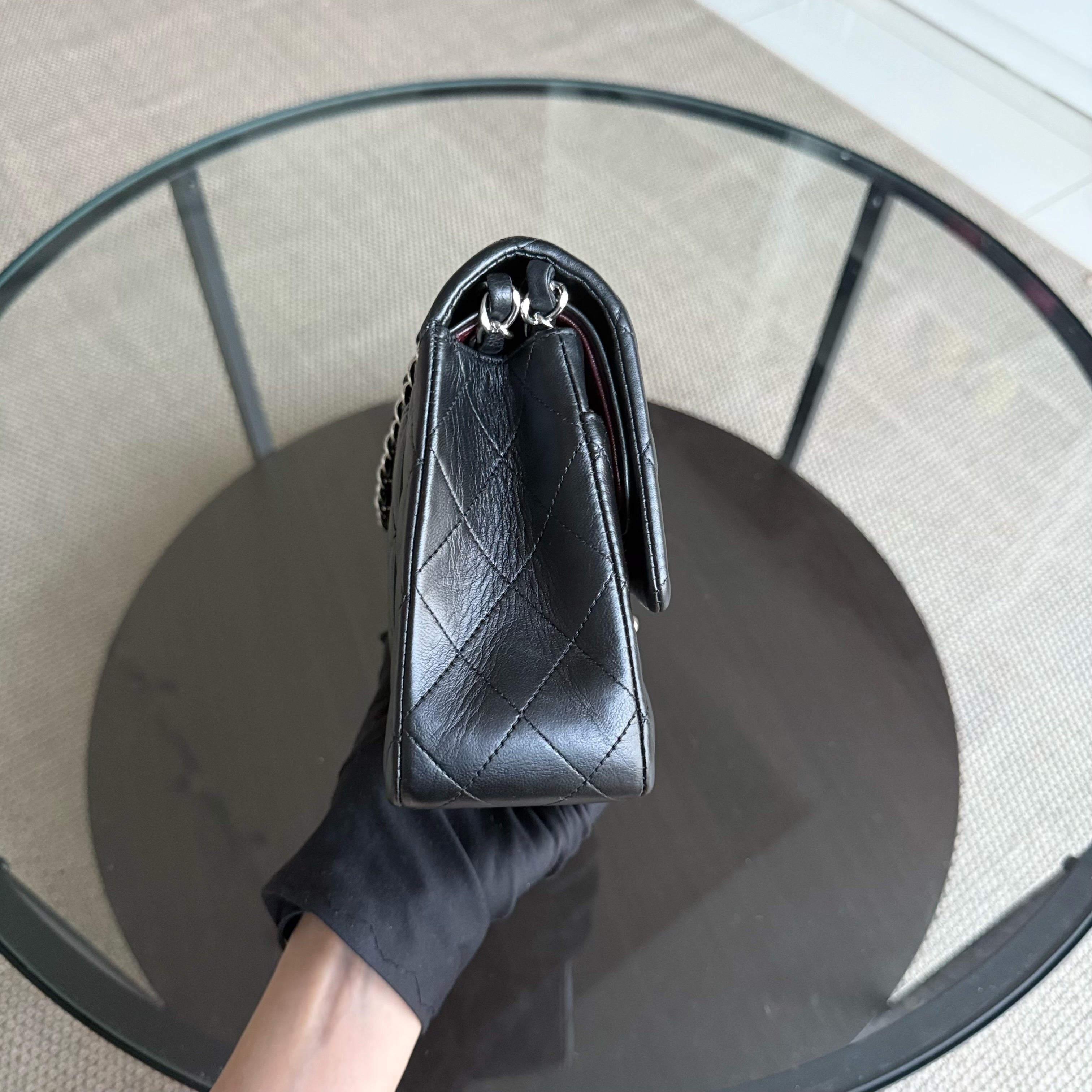 Chanel Classic Flap Medium - 25CM Quilted Lambskin Black Silver Hardware Series 12