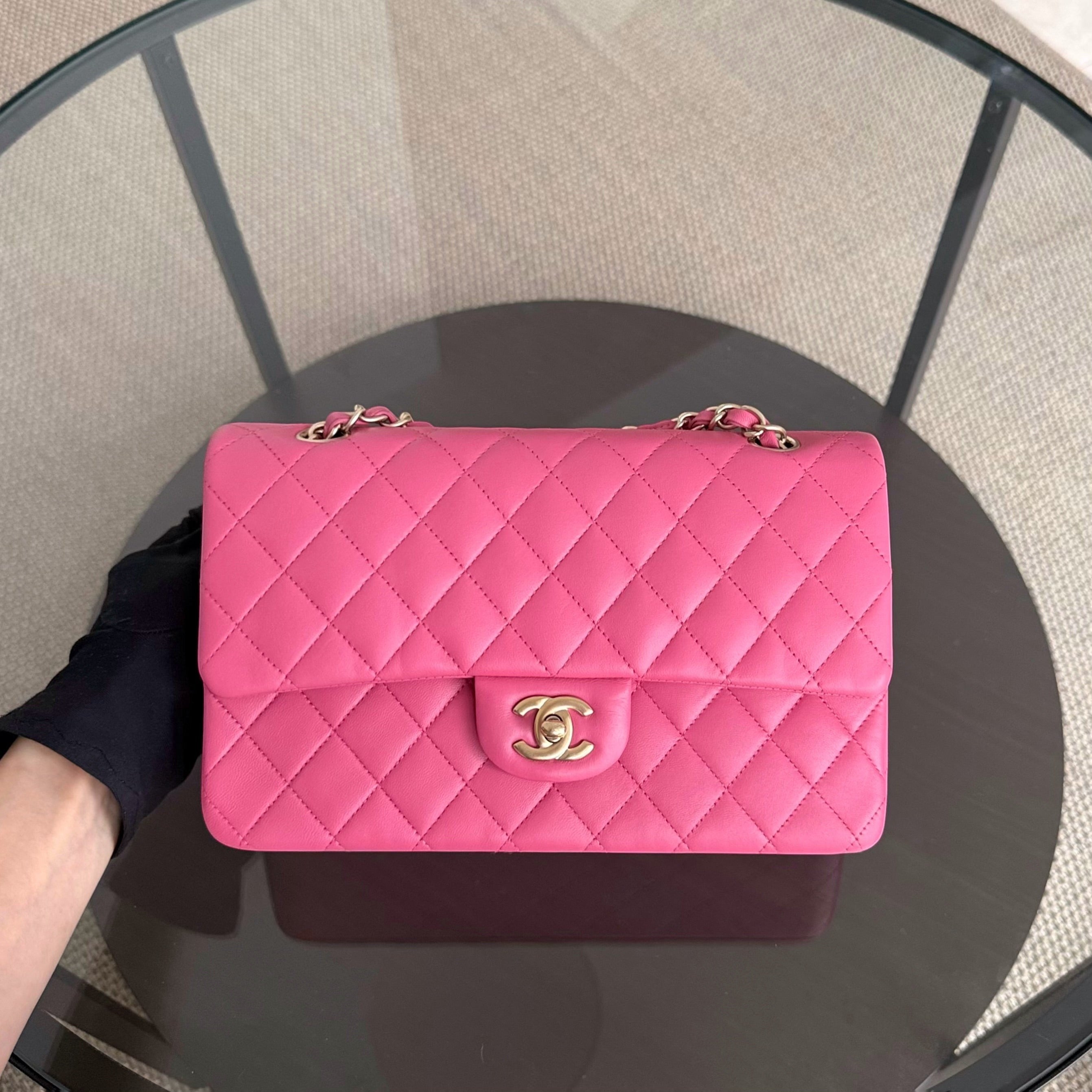 Chanel Classic Flap Medium - 25CM Quilted Lambskin Barbie Pink Gold Hardware Series 18
