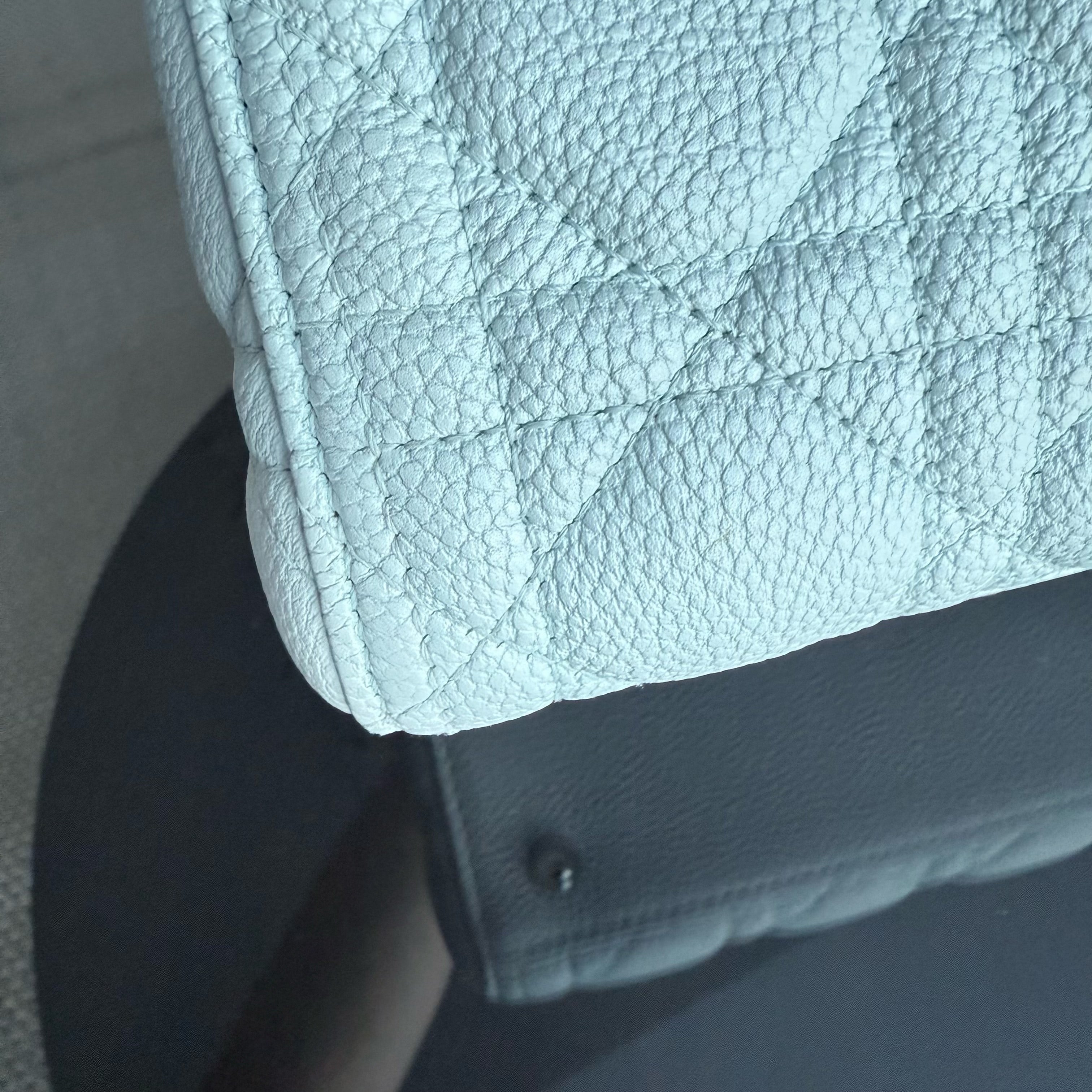 Dior Lady Medium Caviar - Grained Calfskin Cannage Glacier White Ice Blue Silver Hardware