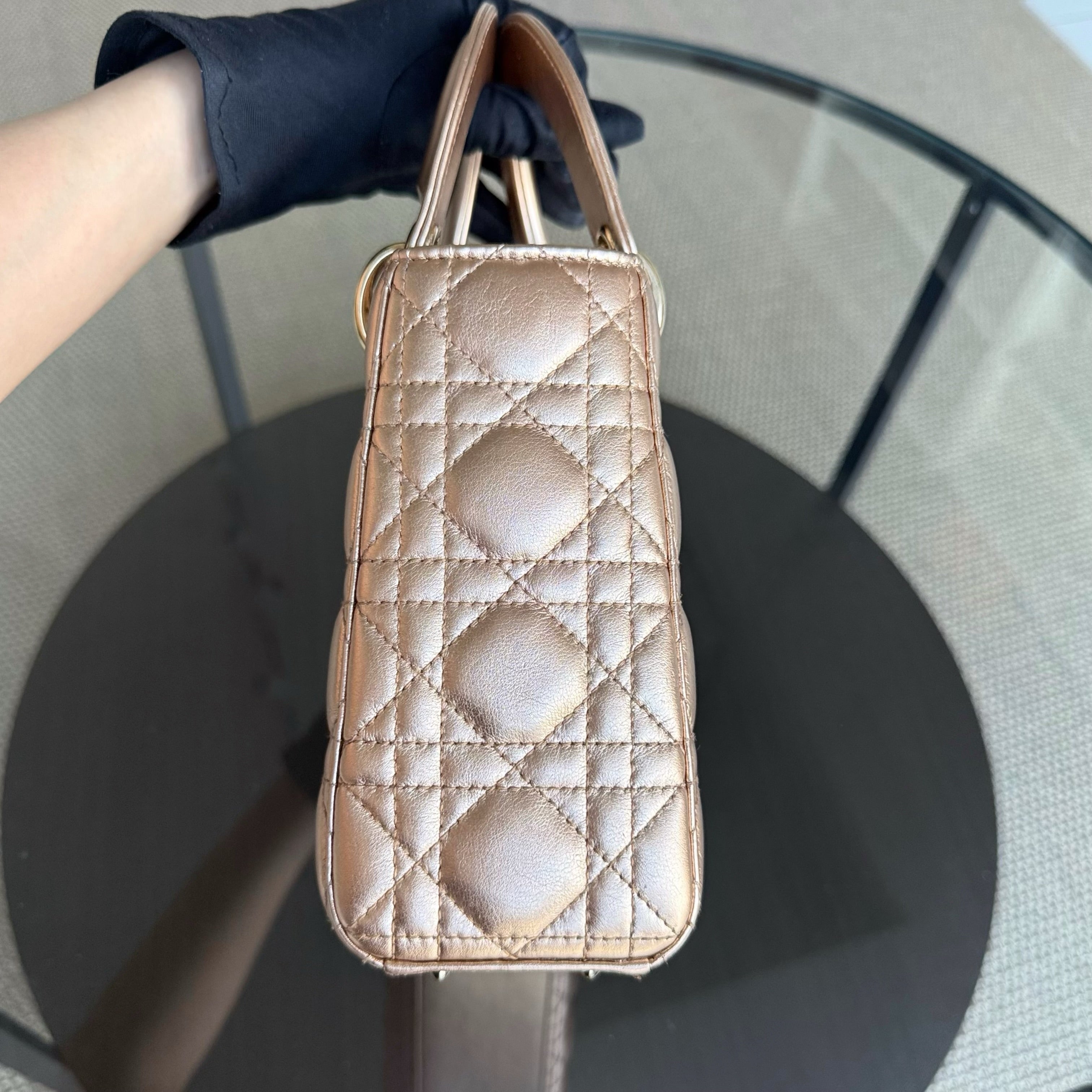 Dior Lady Small Flap ABC - Cannage Calfskin Gold Metallic Gold Hardware MyABC