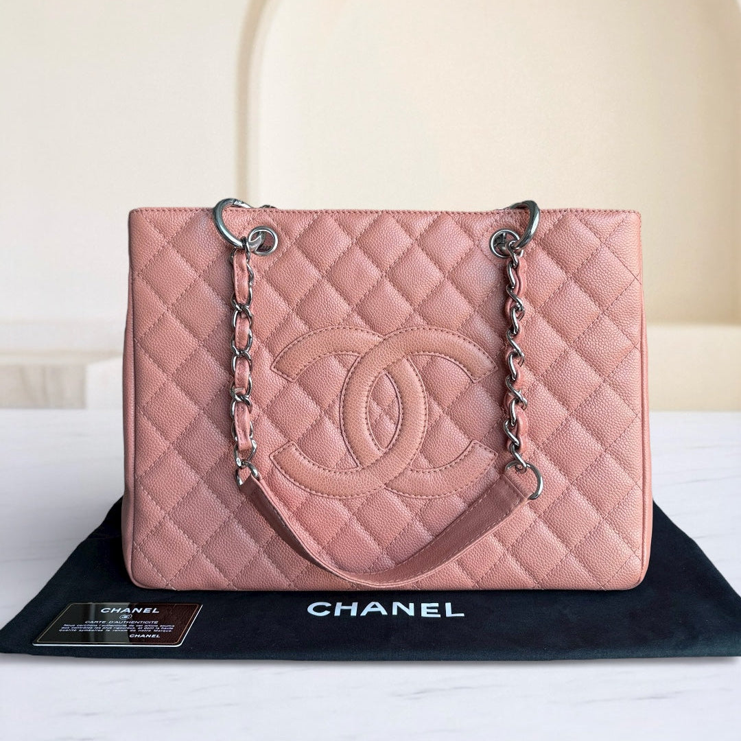 Chanel GST Grand Shopping Tote - Caviar Quilted Grained Calfskin Cinnamon Silver Hardware Series 11