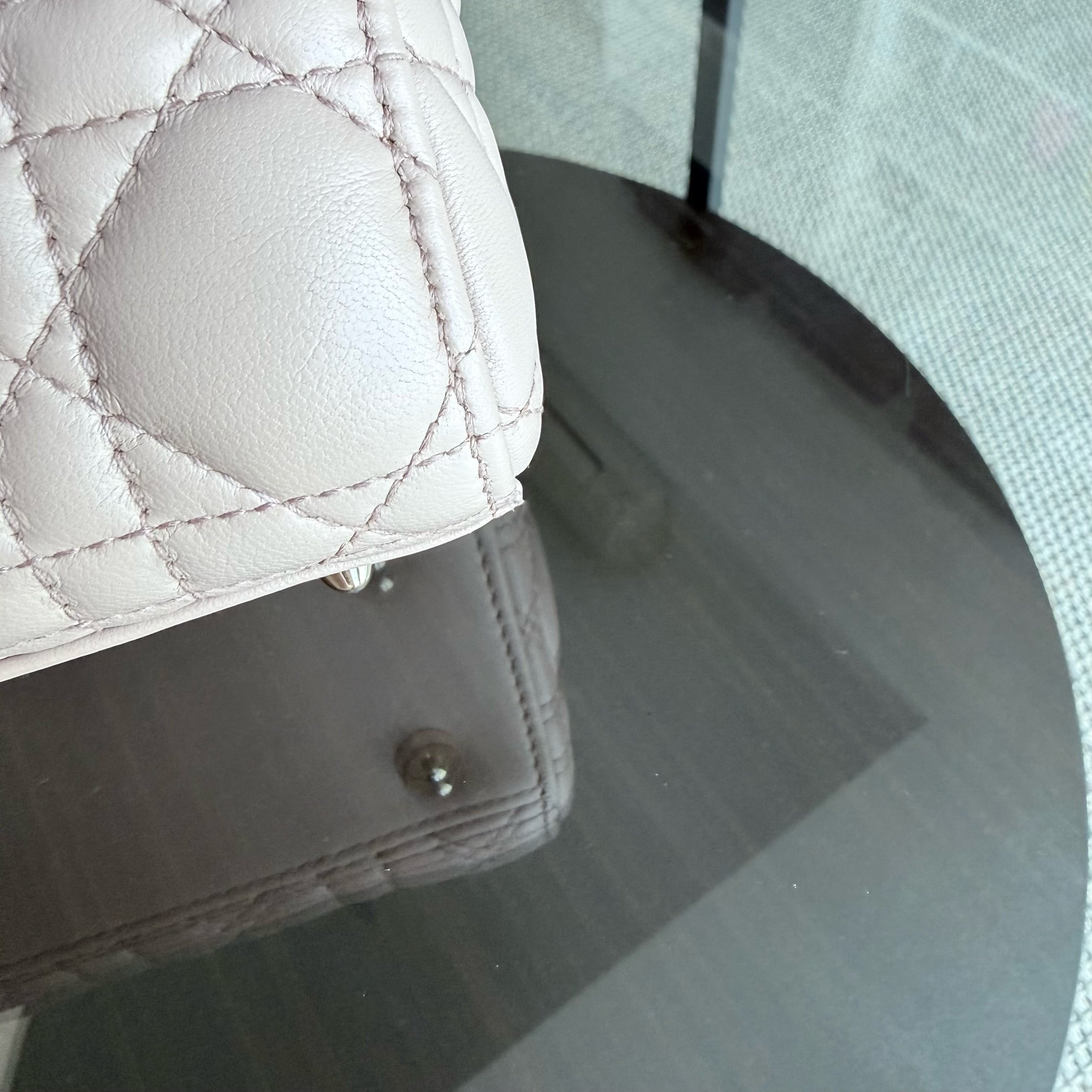 Dior Lady Small Flap - Cannage Lambskin Blush Beige Gold Hardware