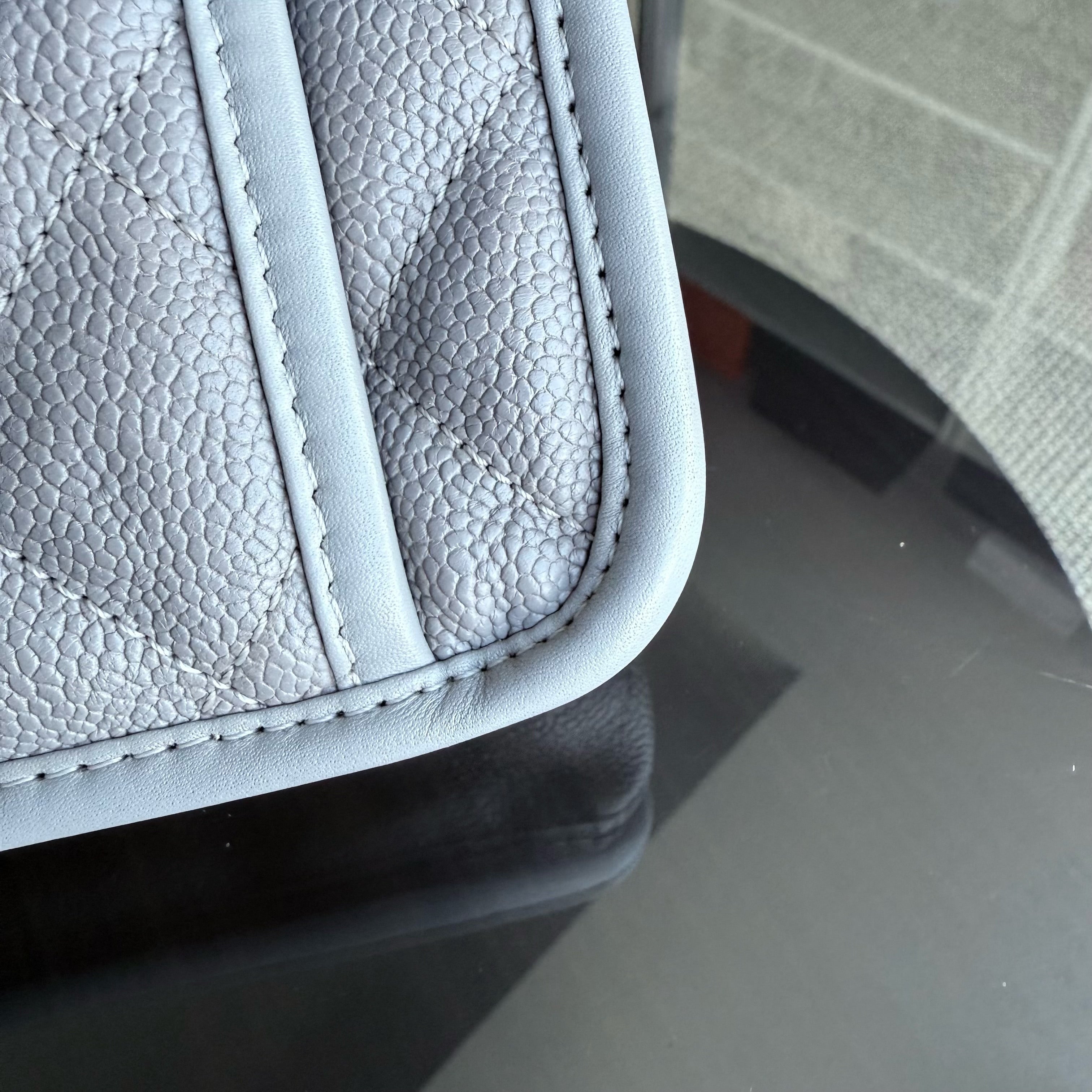 French Riviera - Caviar Quilted Grained Calfskin Grey Gray Silver Hardware Series 19