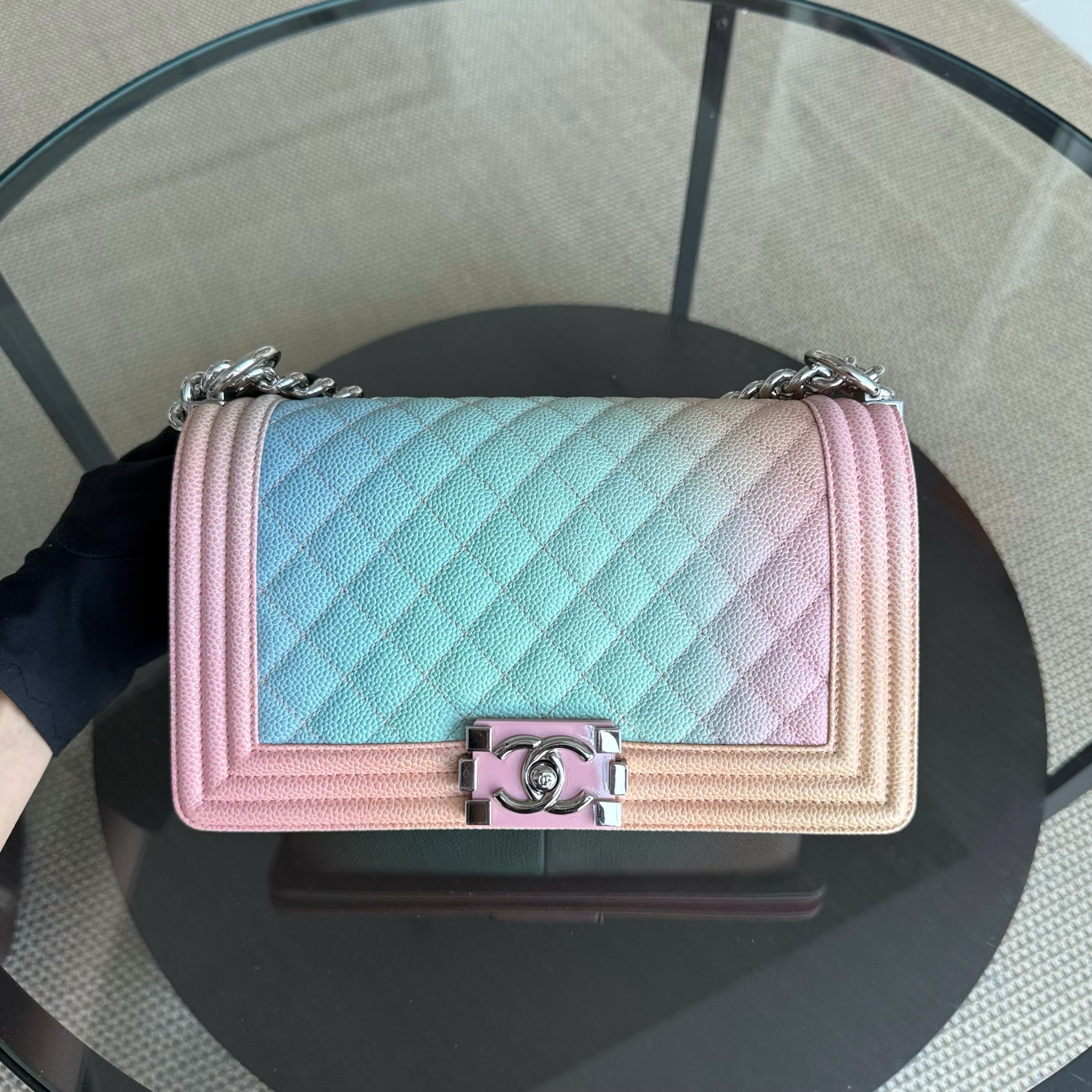 Chanel Boy Medium - Caviar 25CM Quilted Grained Calfskin Rainbow Limited Edition Series 25