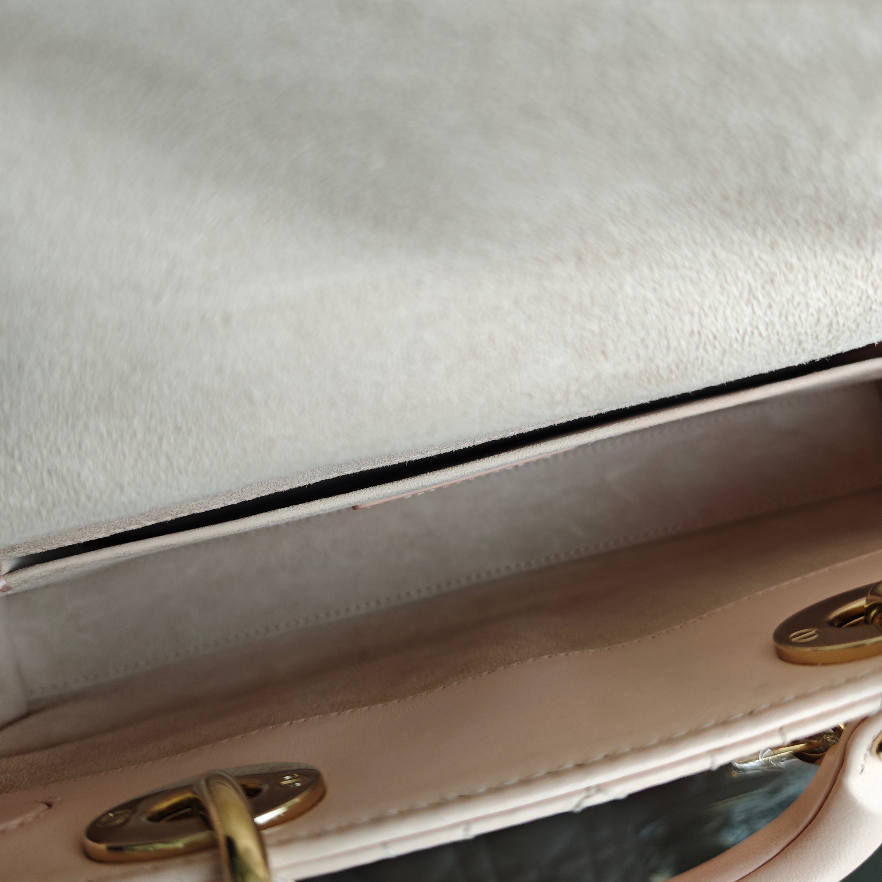 Dior D-Joy Medium - Cannage Lambskin Light Pink Gold Hardware