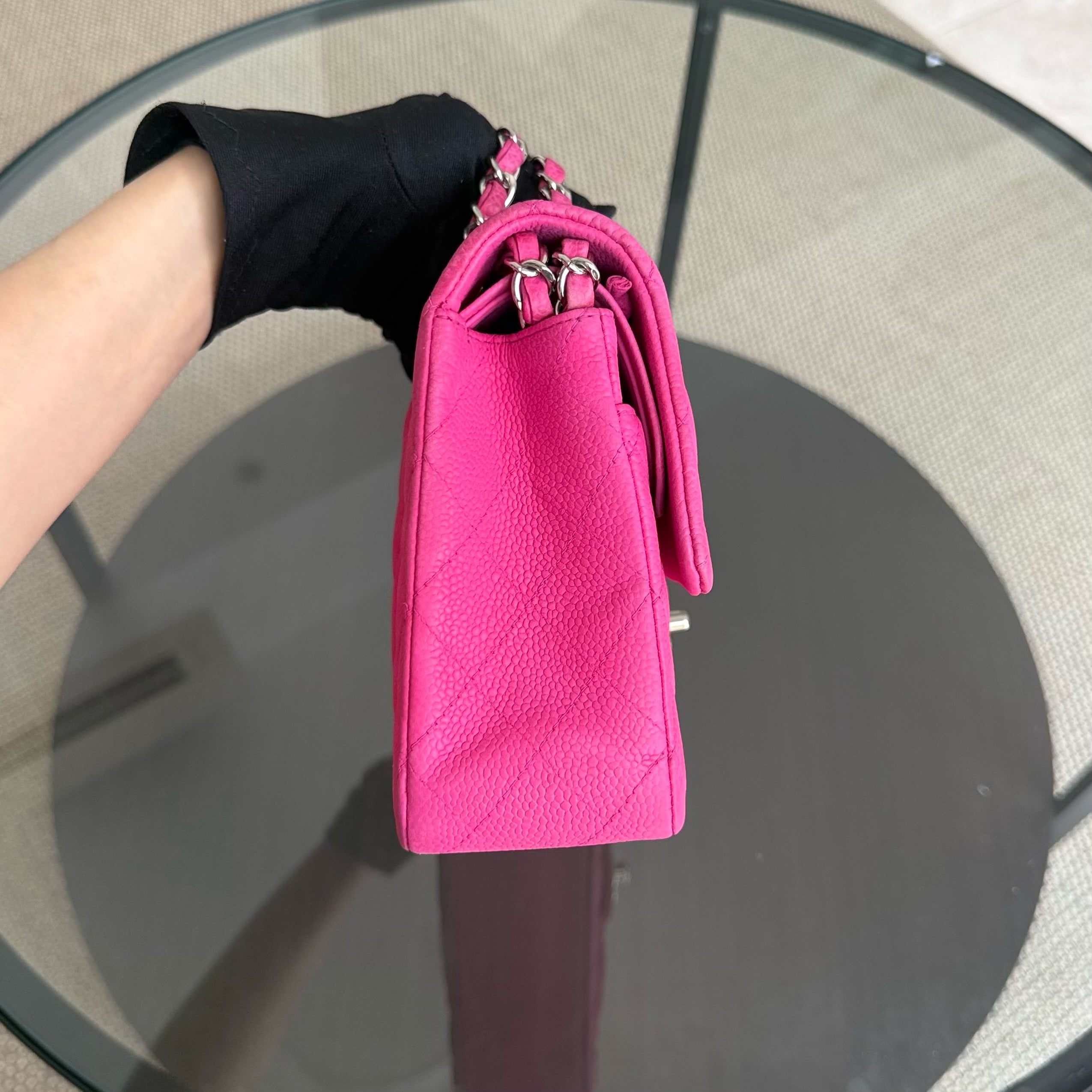 Chanel Classic Flap Medium - 25CM Quilted Caviar Pink Silver Hardware Series 18
