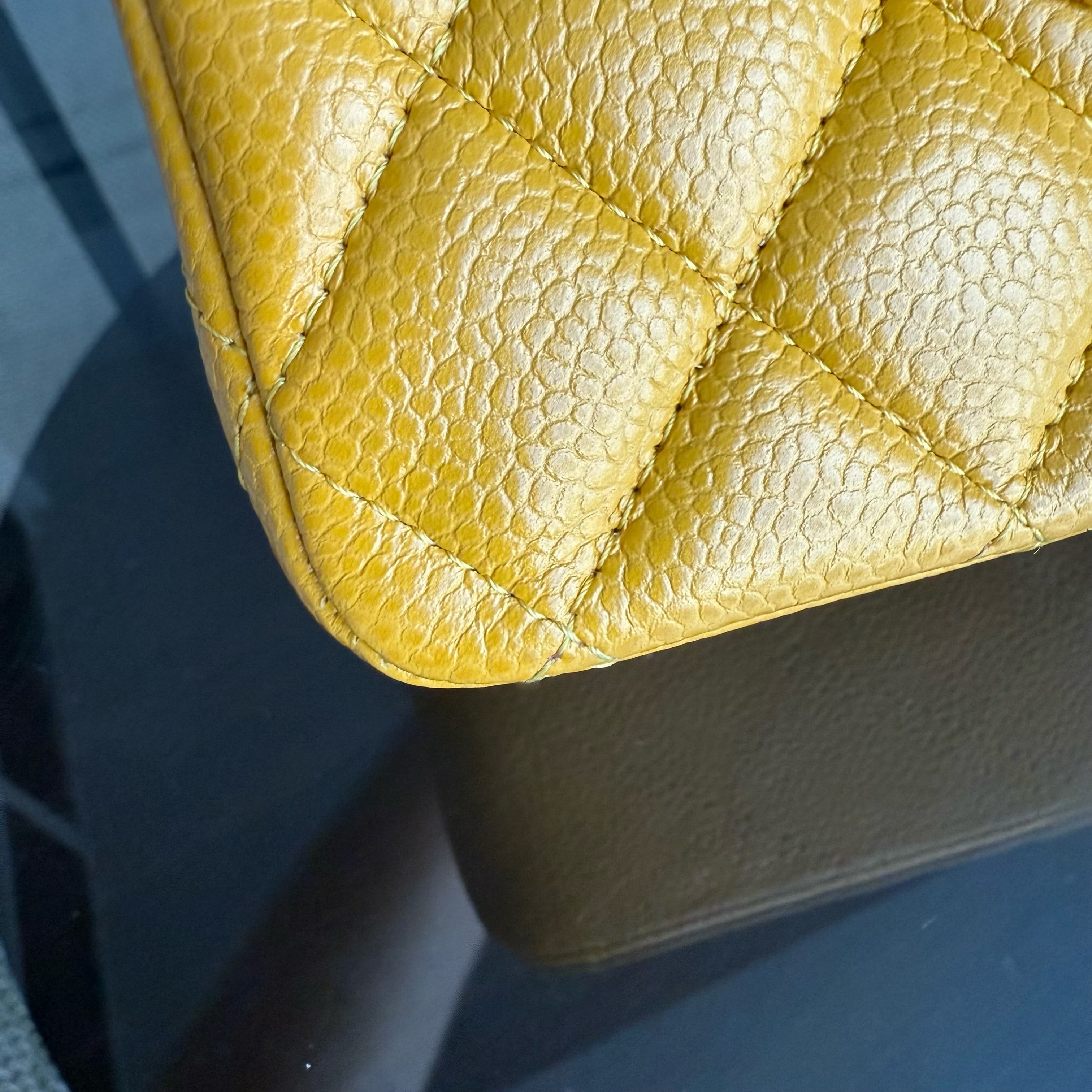 Chanel Classic Flap Medium - Caviar Quilted Grained Calfskin Mustard Gold Hardware Series 25