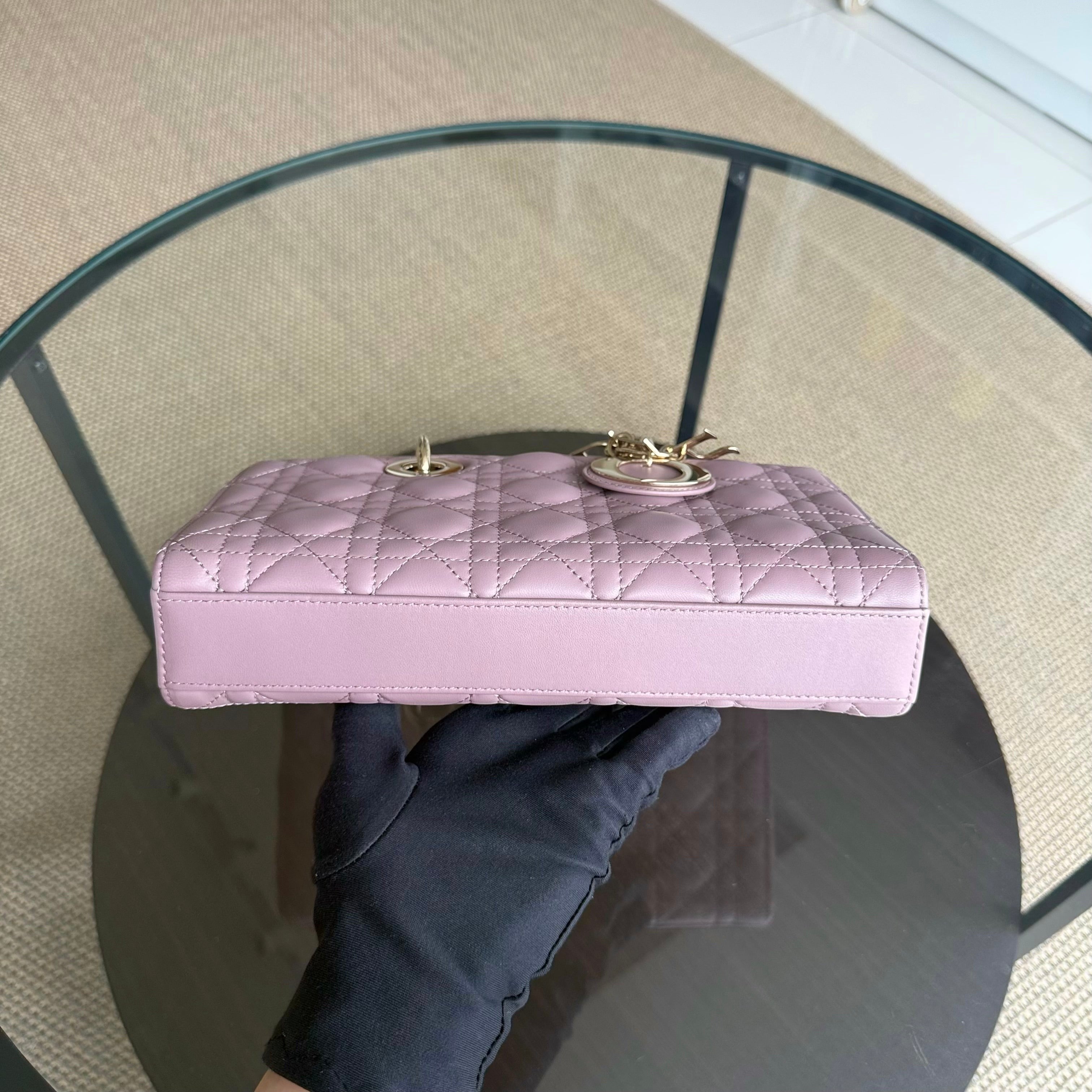 Dior D-Joy Medium - Cannage Lambskin Blush Pink Gold Hardware