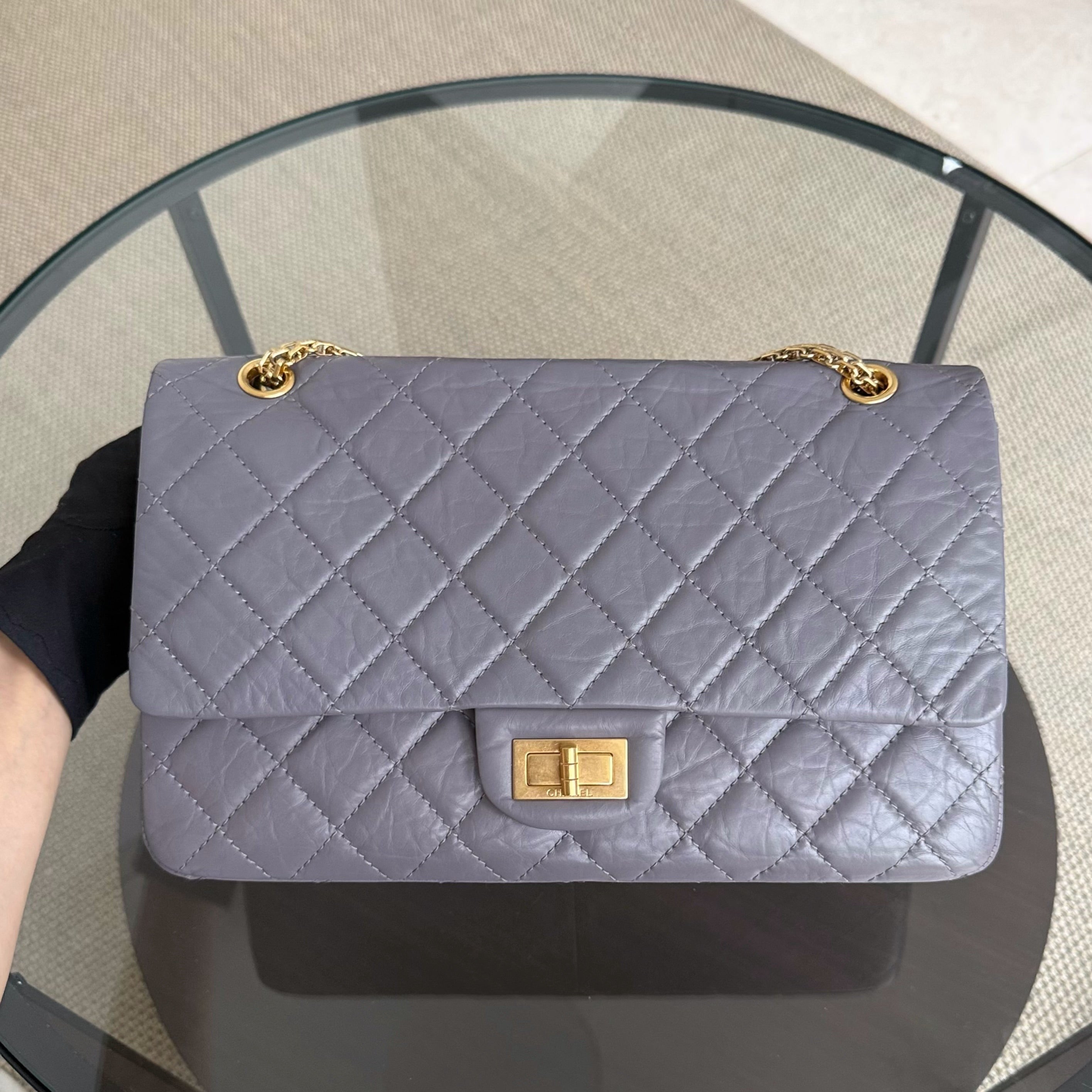 Chanel 2.55 Reissue 227 - Quilted Aged Calfskin Lavender Gold Hardware Series 14