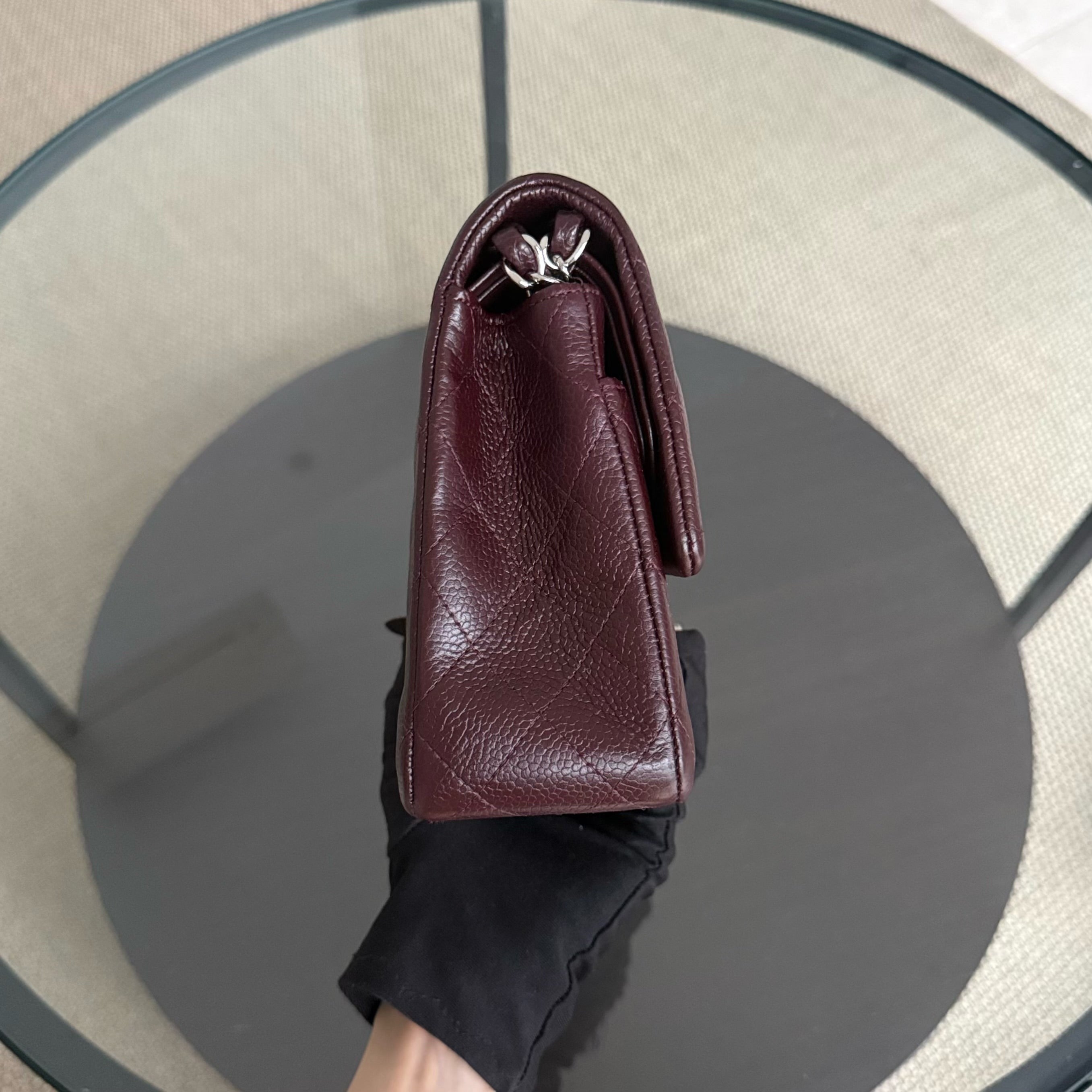 Chanel Classic Flap Medium - Caviar 25CM Quilted Dark Burgundy Silver Hardware Series 20
