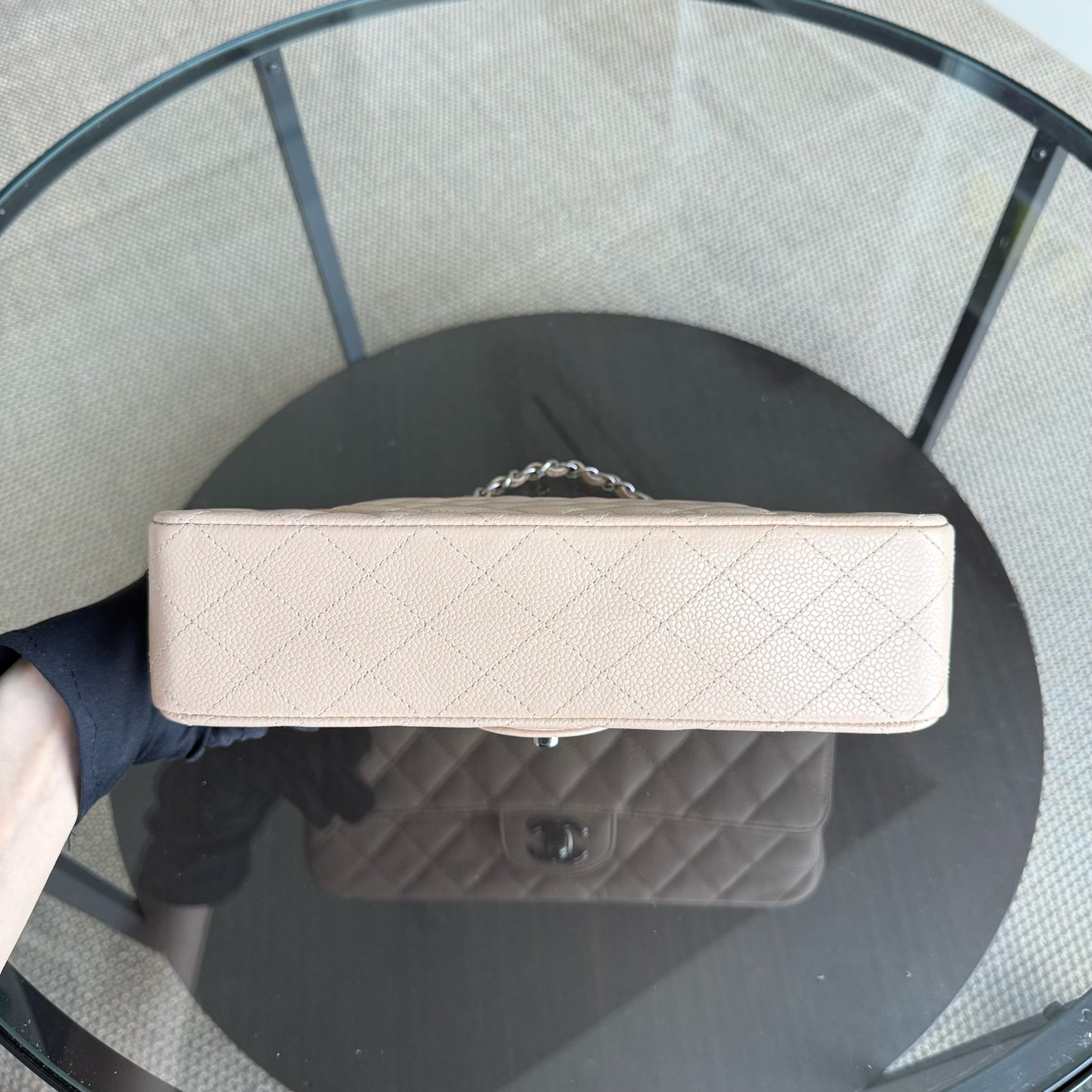 Chanel Classic Flap Medium - 25CM Quilted Lambskin Beige Silver Hardware Series 14