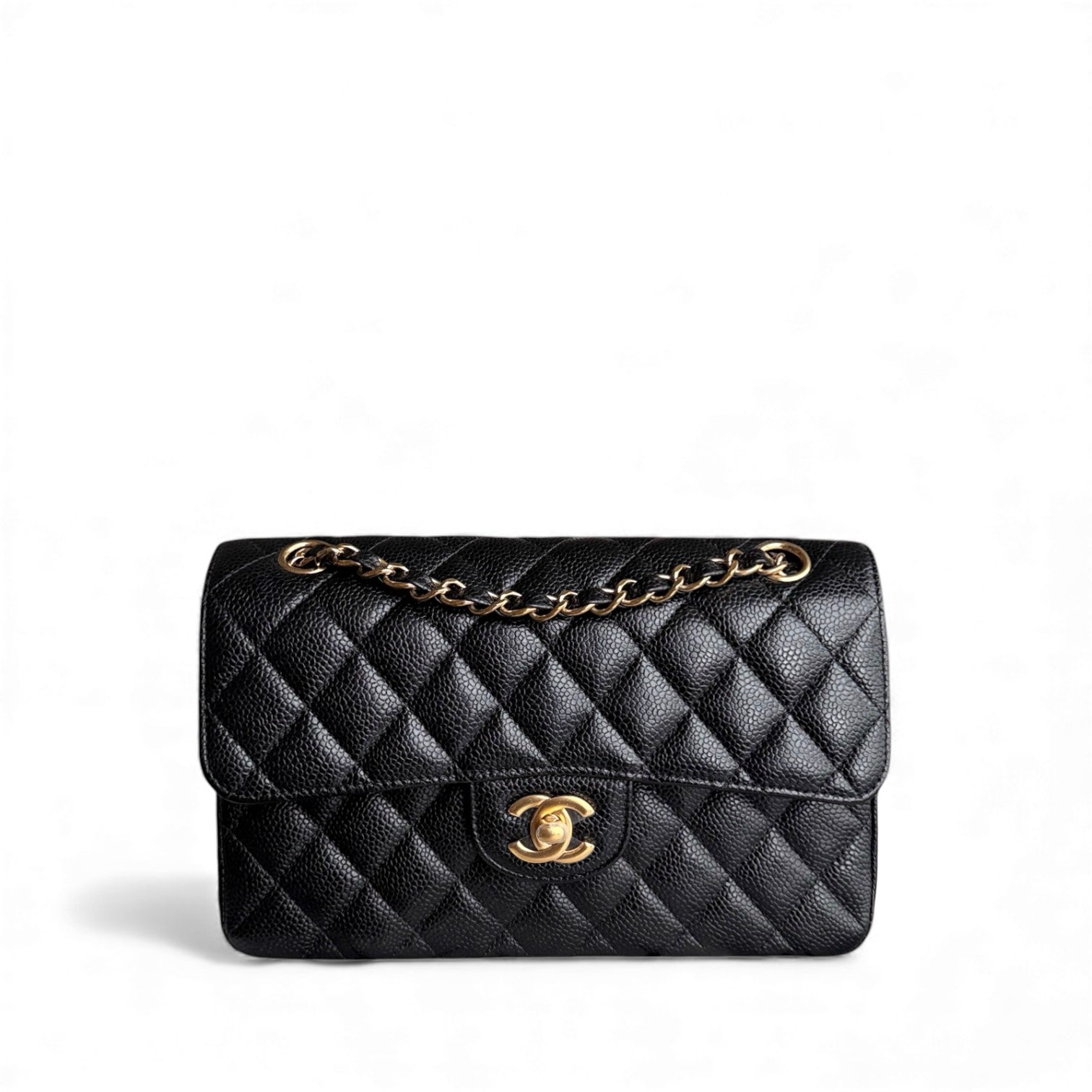 Chanel Classic Flap Small - Caviar 23CM Quilted Black Gold Hardware Series 24
