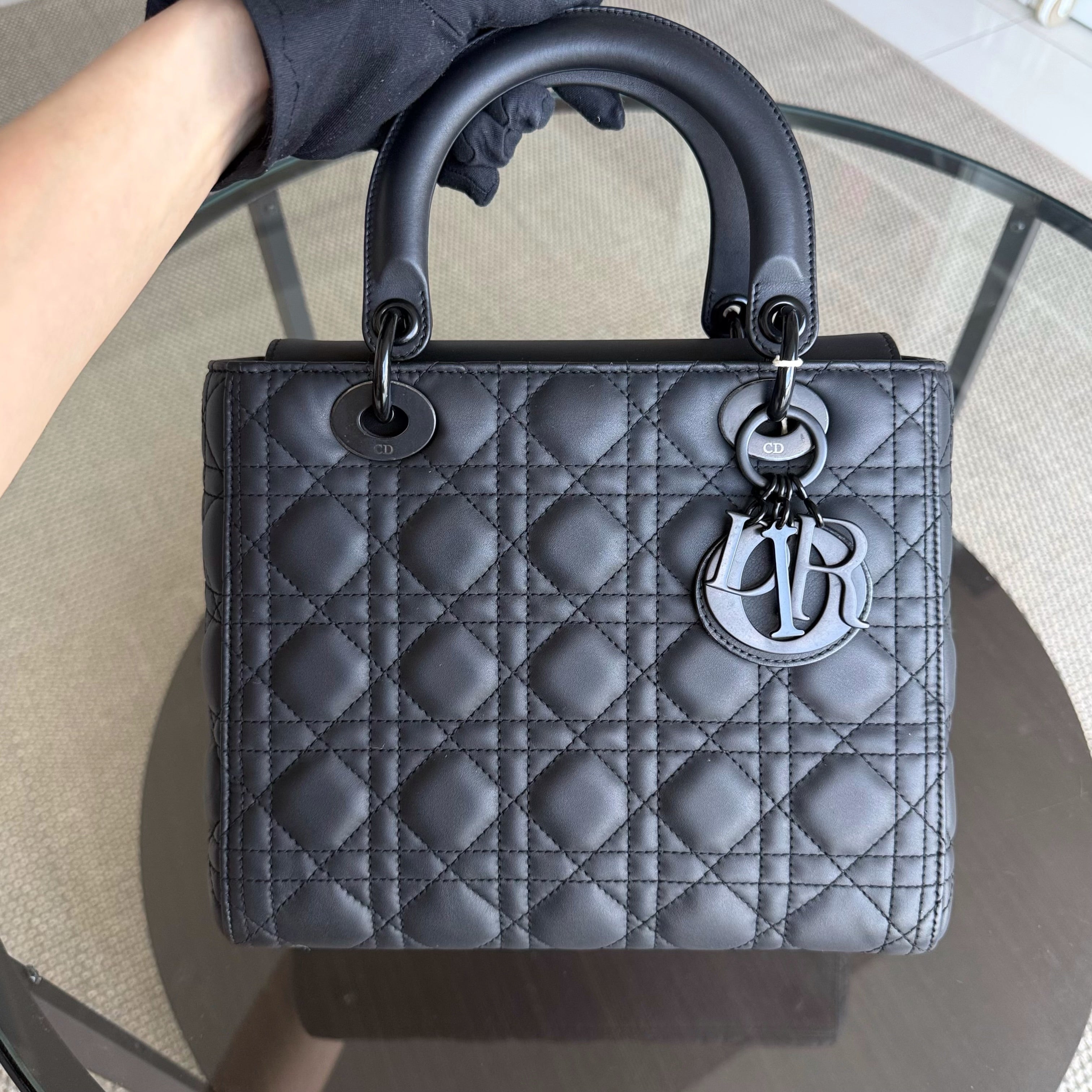 *Flap Open* Dior Lady Medium - Calfskin So Black Black Hardware NO STRAP