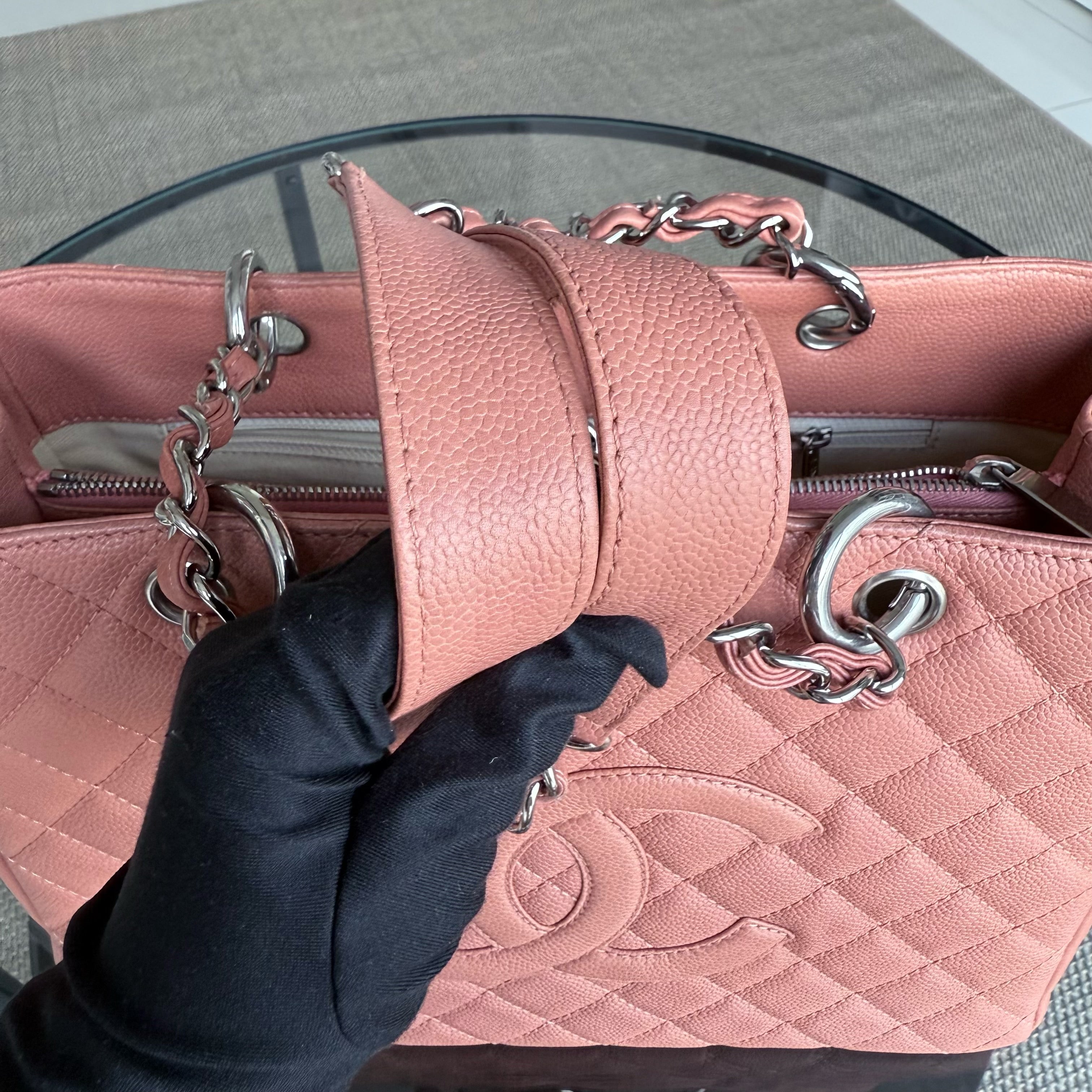 Chanel GST Grand Shopping Tote - Caviar Quilted Grained Calfskin Cinnamon Silver Hardware Series 11