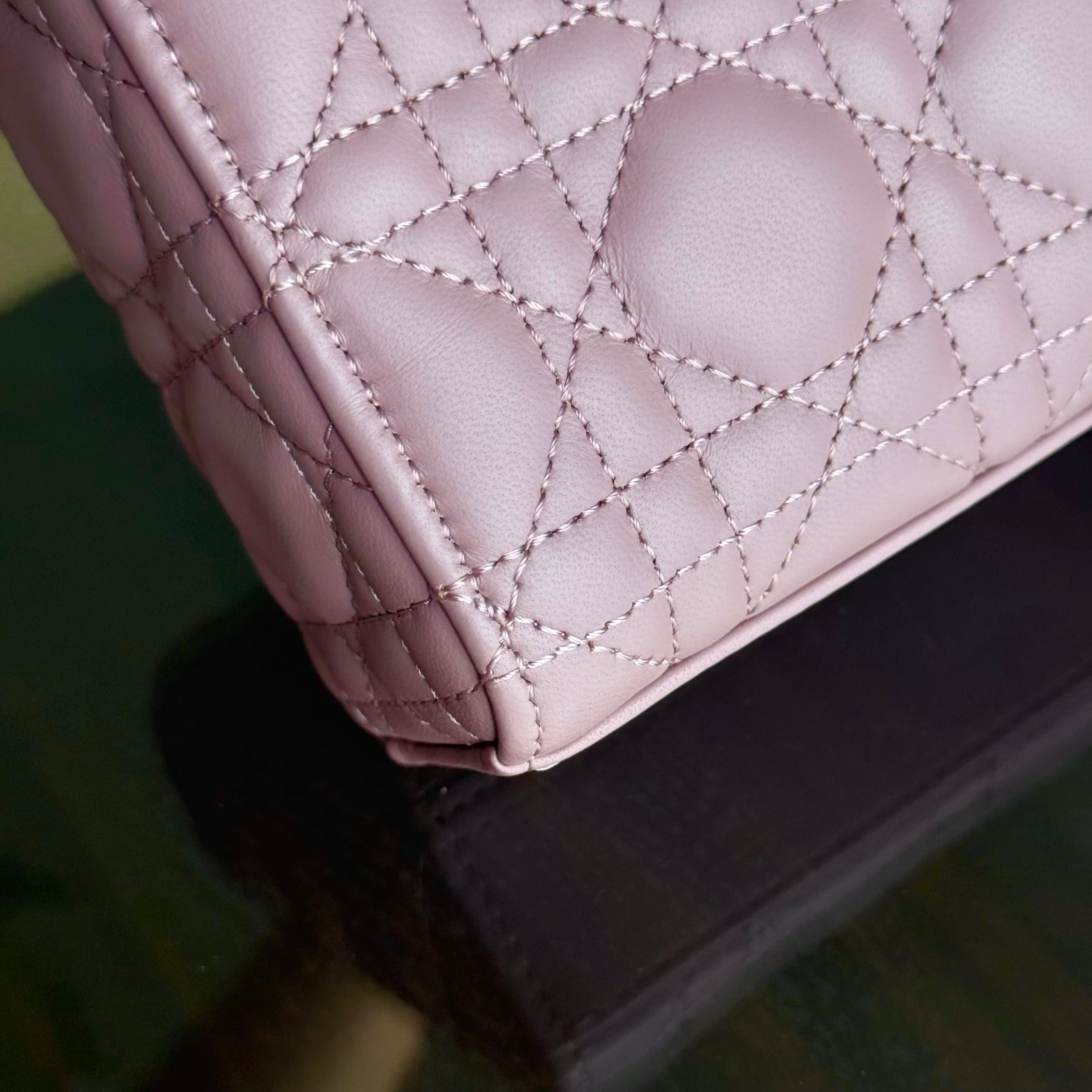 Dior D-Joy Medium - Cannage Lambskin Blush Pink Gold Hardware