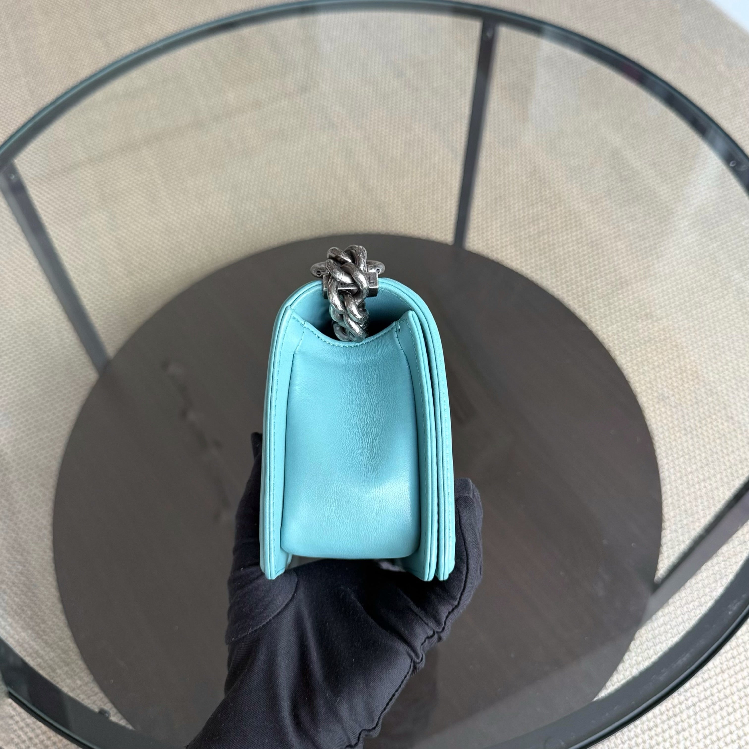 Chanel Boy Small - Stingray Light Blue Ruthenium Silver Hardware Series 22