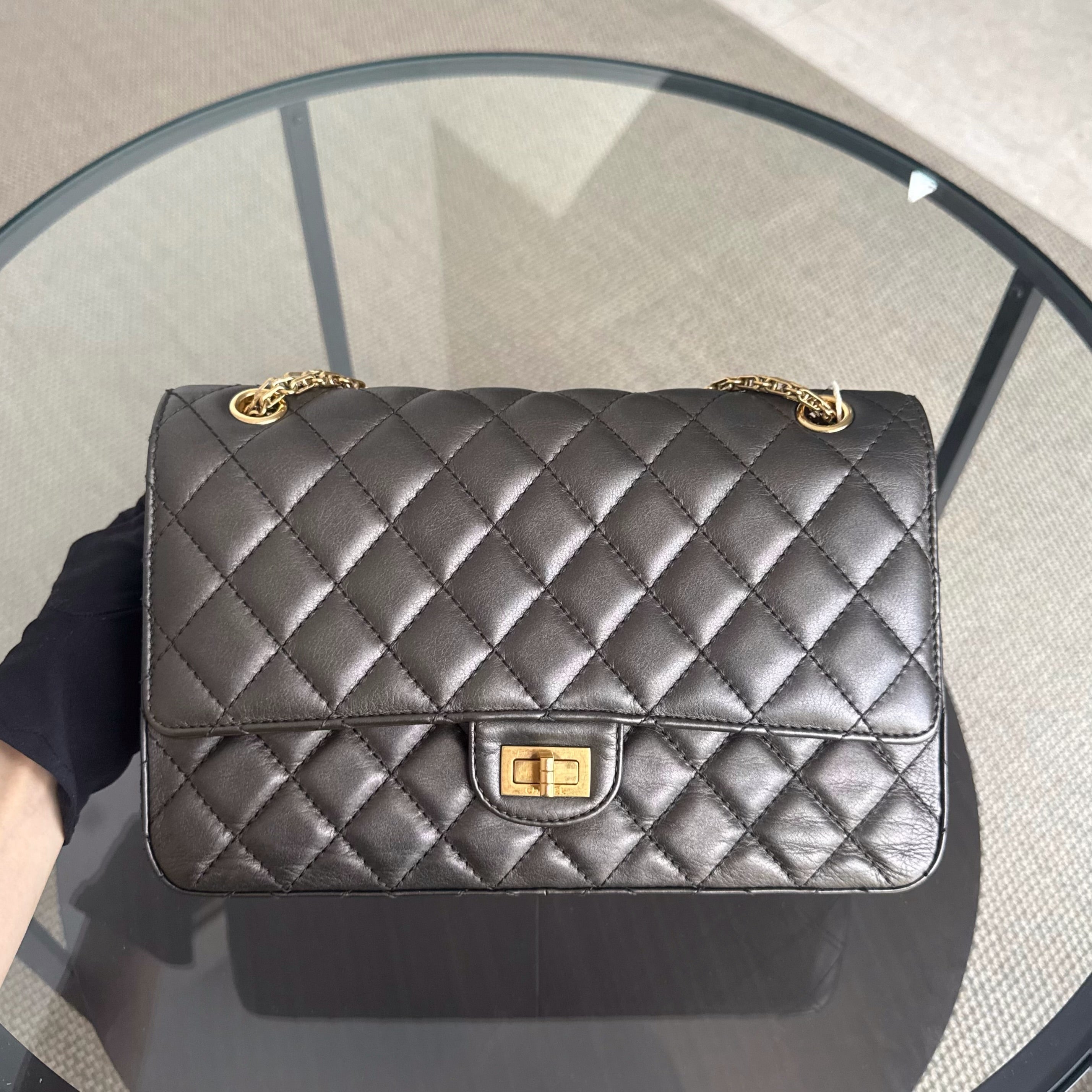Chanel 2.55 Reissue 226 - Quilted Aged Calfskin Dark Grey Bronze Gold Hardware