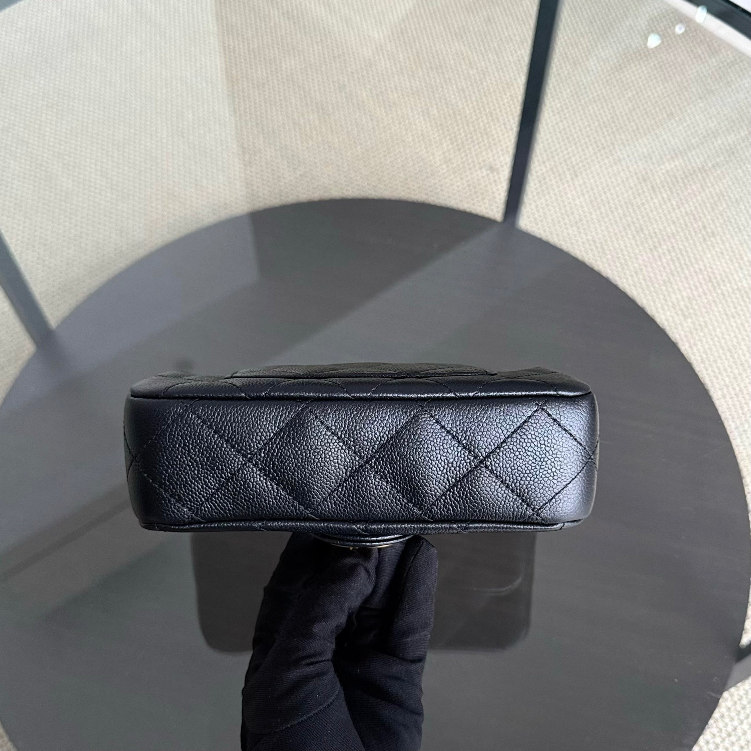 Chanel Flap Mini Sweetheart 23P Adjustable Chain - Caviar Quilted Black Gold Hardware Microchip