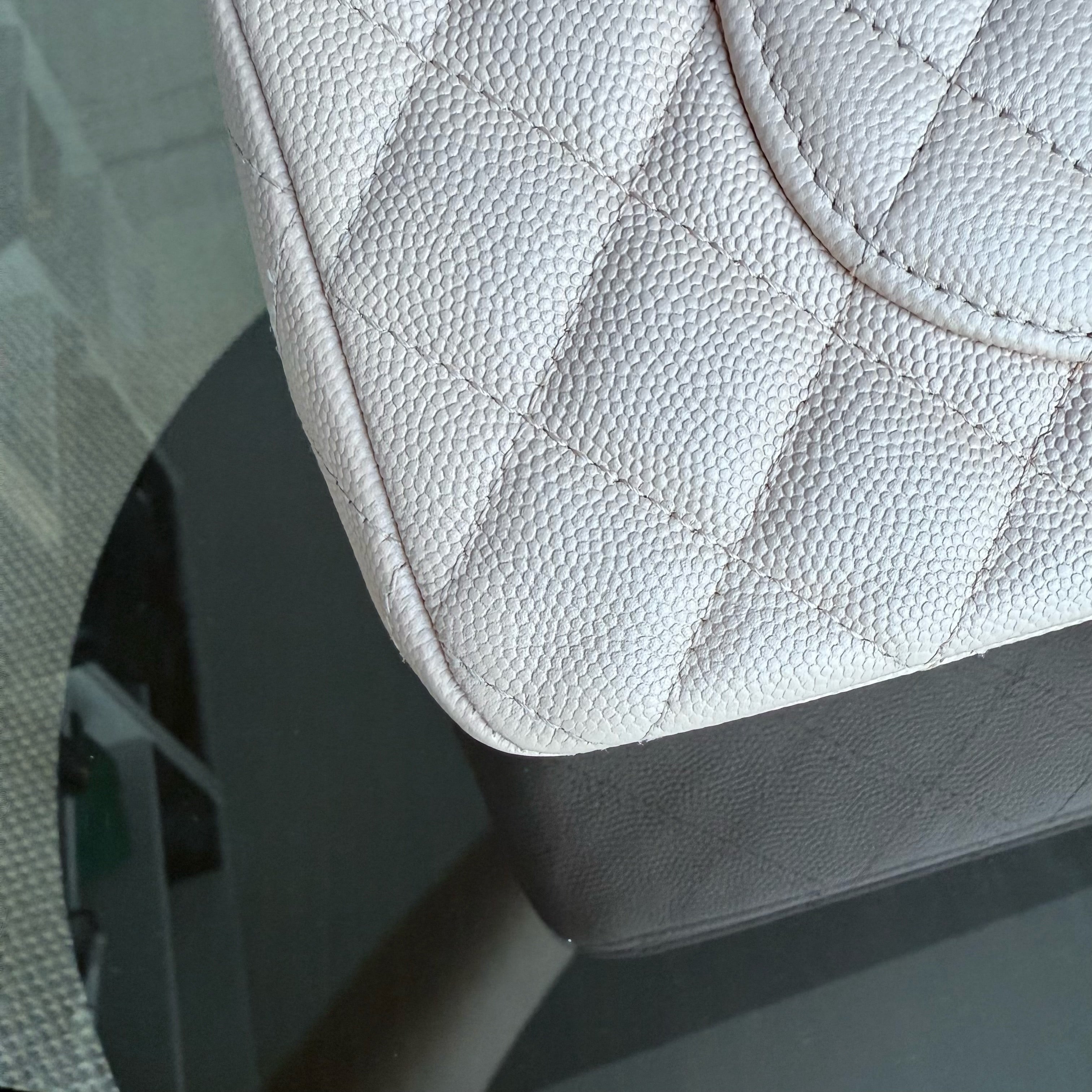 Chanel Classic Flap Medium - Caviar 25CM Quilted Grained Calfskin Light Pink Beige Gold Hardware Microchip