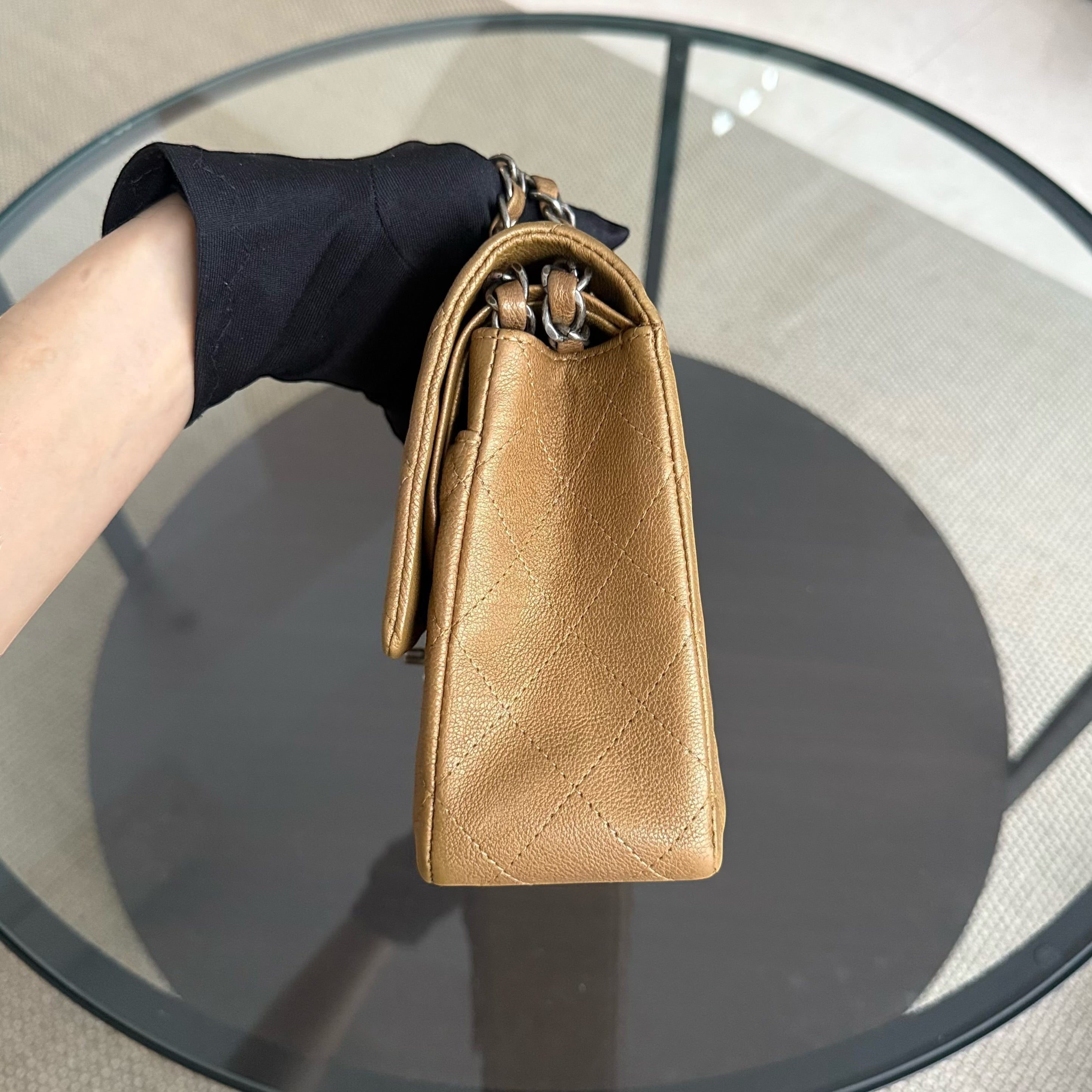Chanel Classic Flap Medium - 25CM Caviar Quilted Bronze Color Ruthenium Silver Hardware Series 17