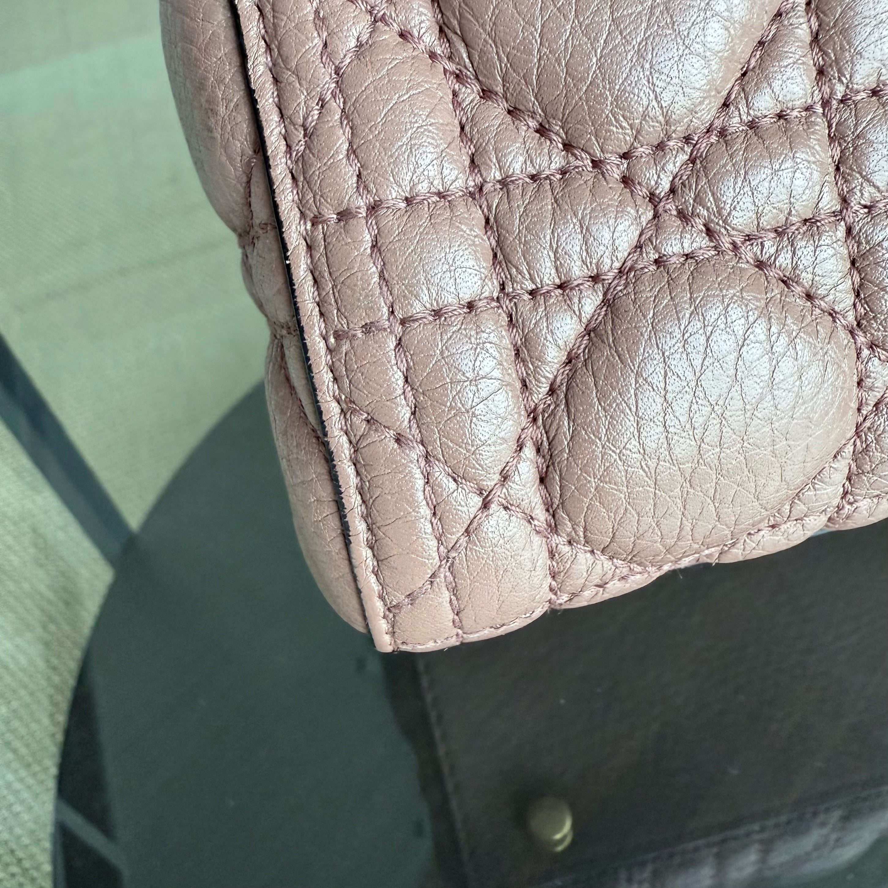 DIor Lady Large - Cannage Grained Calfskin Blush Gold Hardware NO STRAP