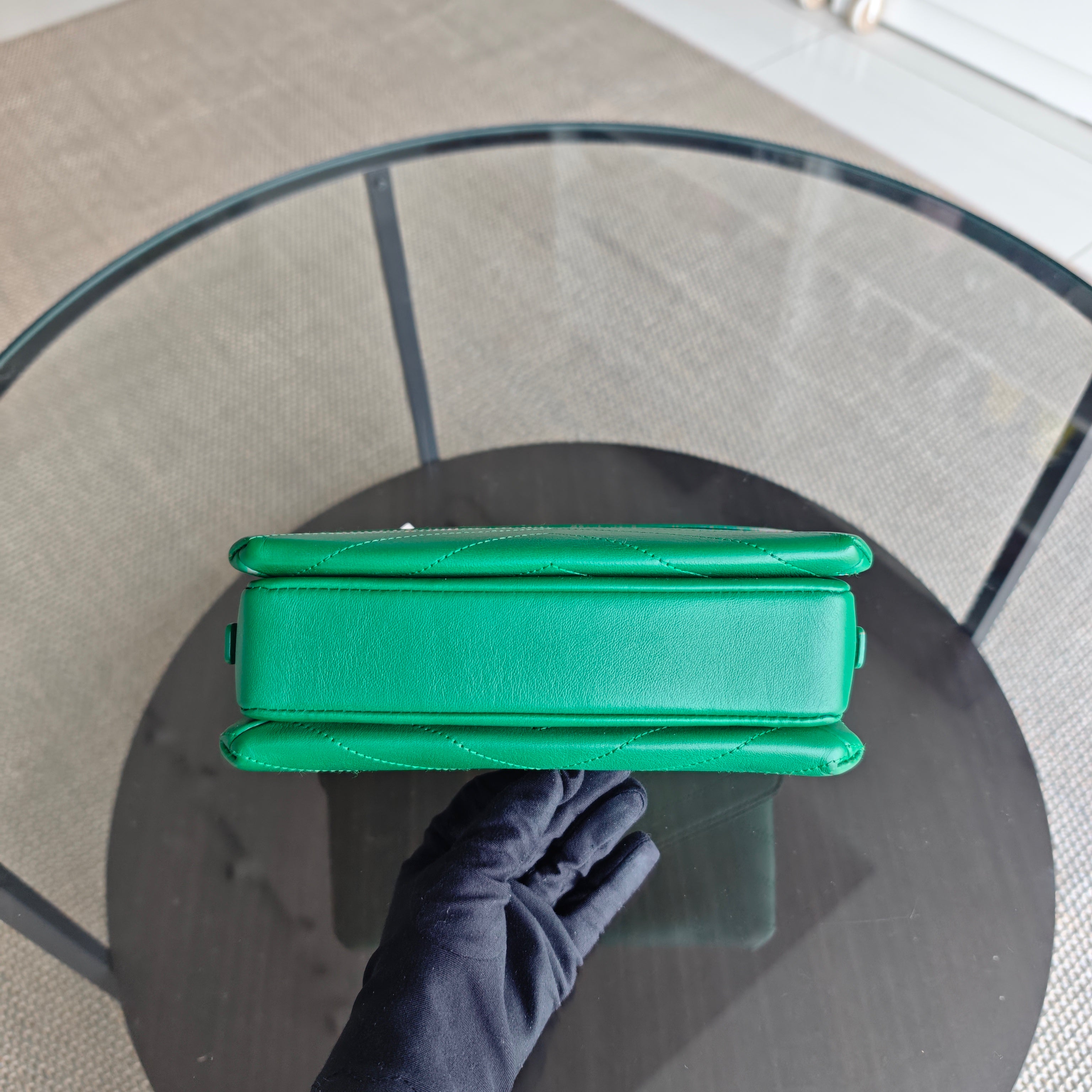 Chanel Coco Chevron Bag - Calfskin Green Gold Hardware Series 25