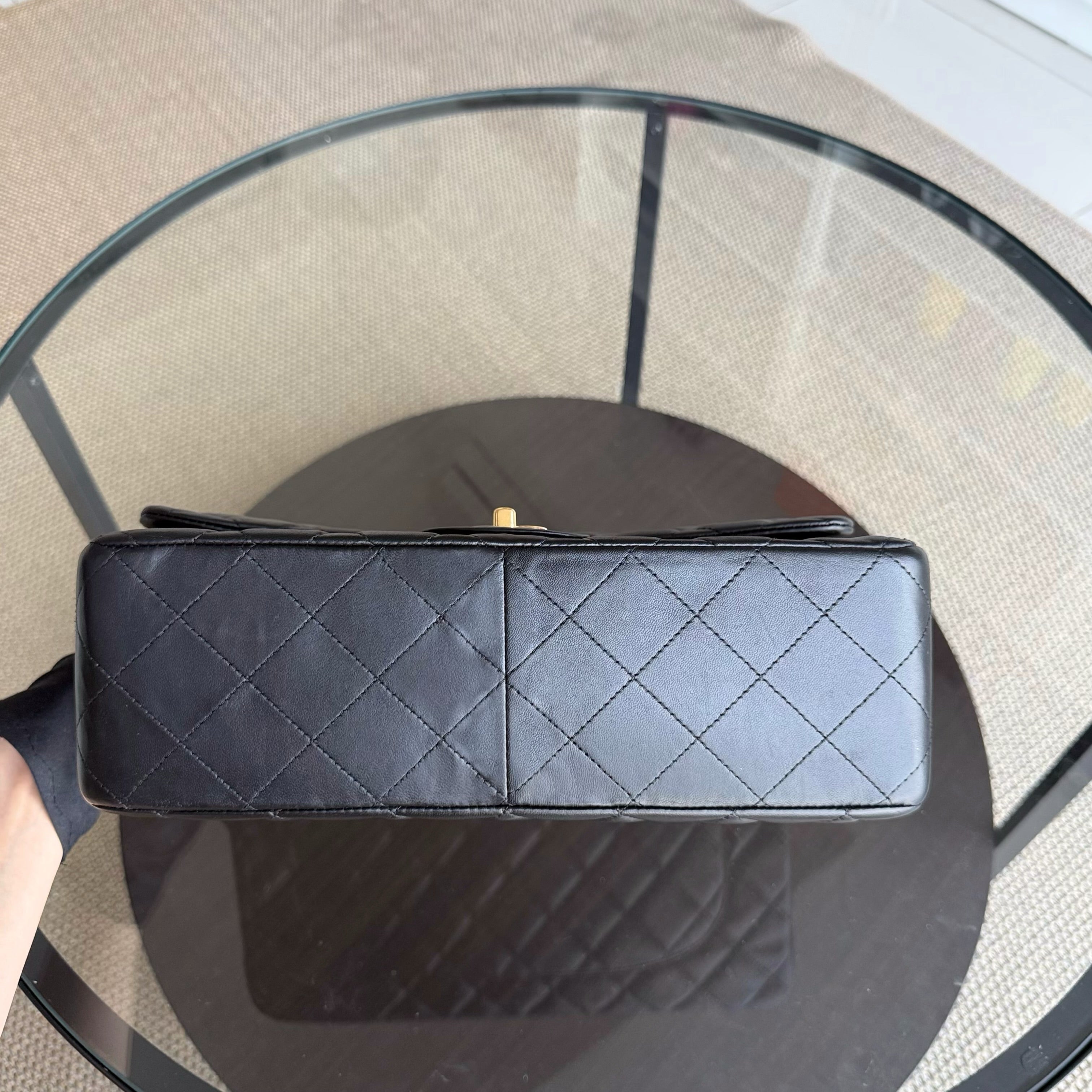 Chanel Classic Flap Jumbo - 30CM Single Flap Quilted Lambskin Black Gold Hardware Series 13