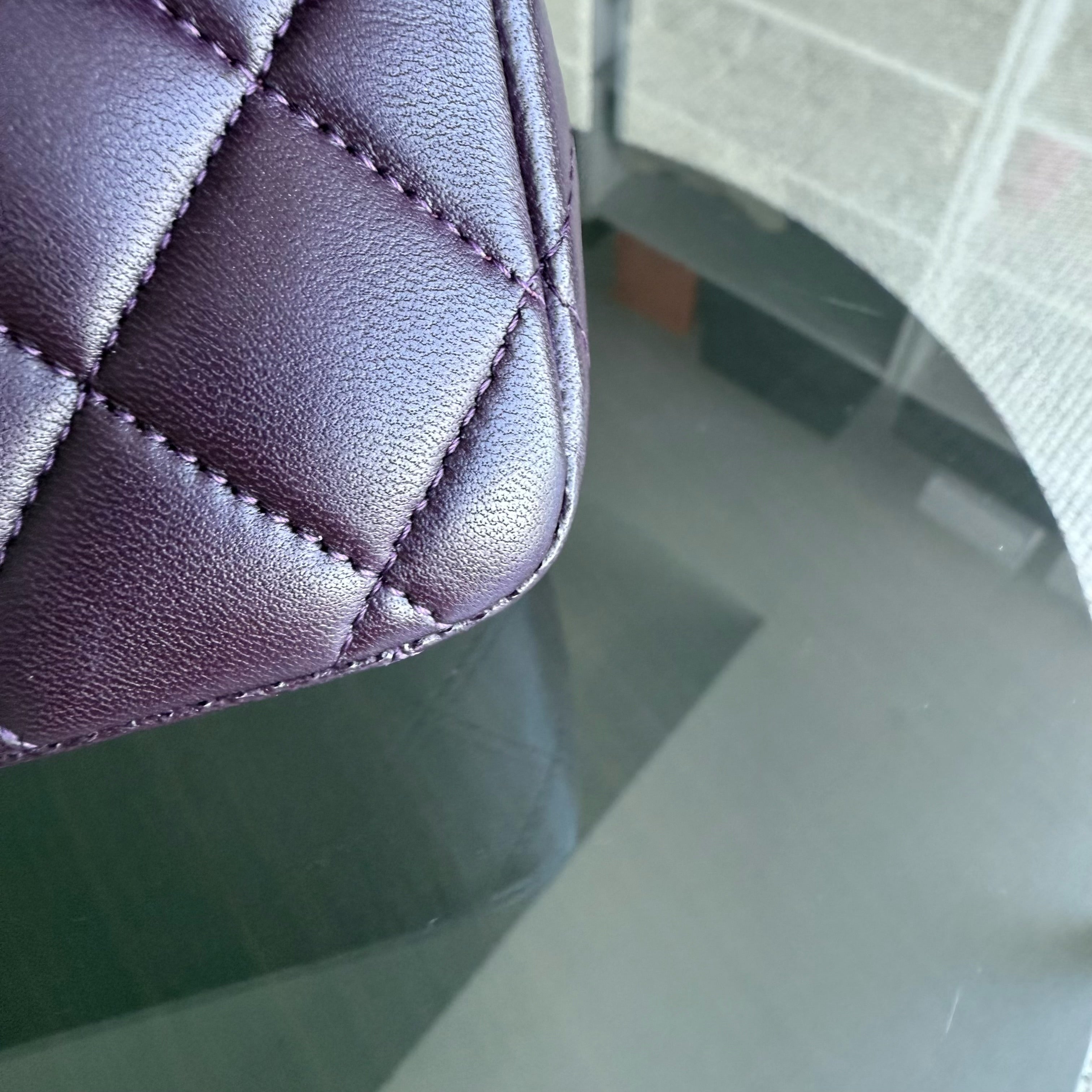 Chanel Classic Flap Medium - 25CM Quilted Lambskin Purple Black Hardware Series 15