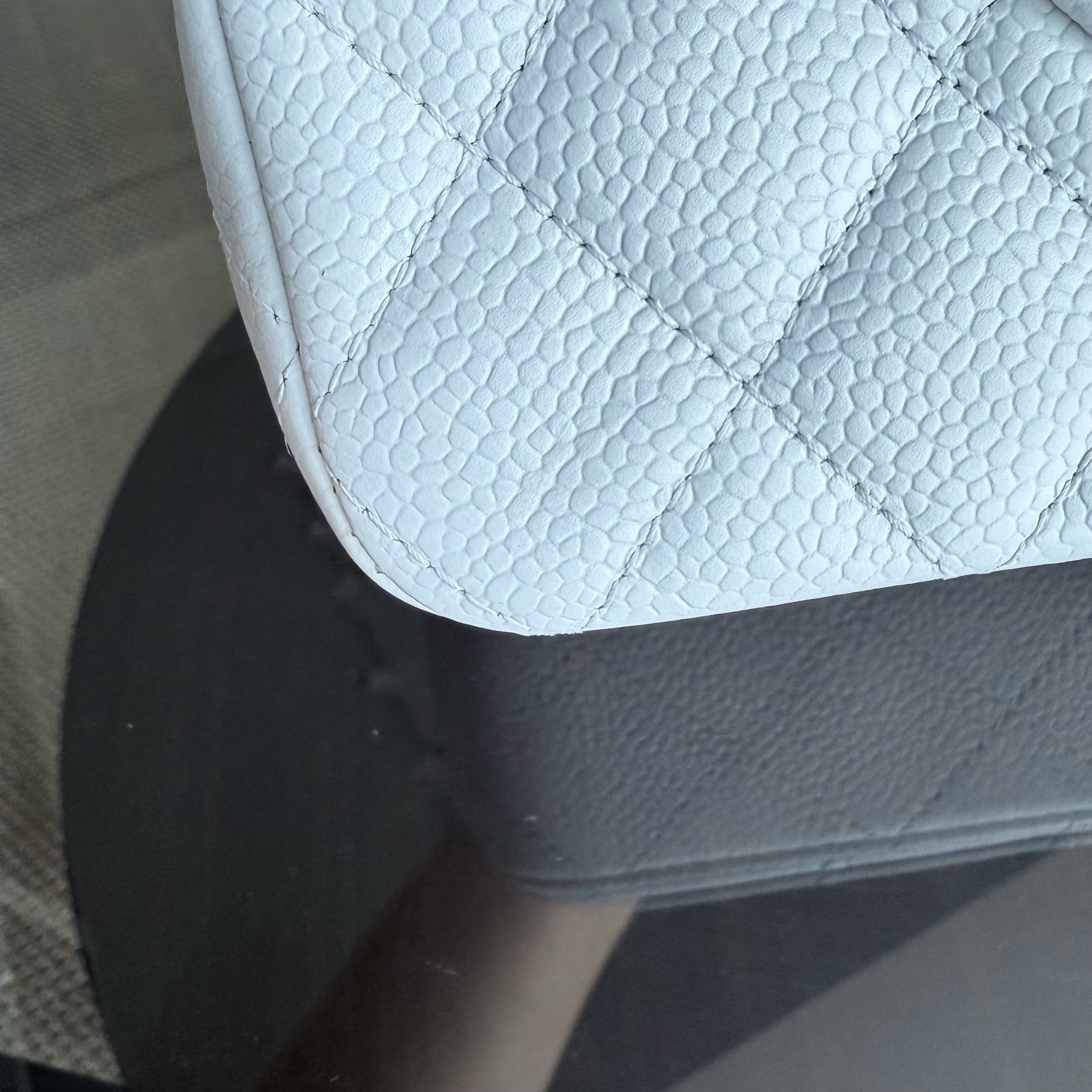 Chanel Classic Flap Medium - Caviar Quilted Grained Calfskin White Gold Hardware Series 14