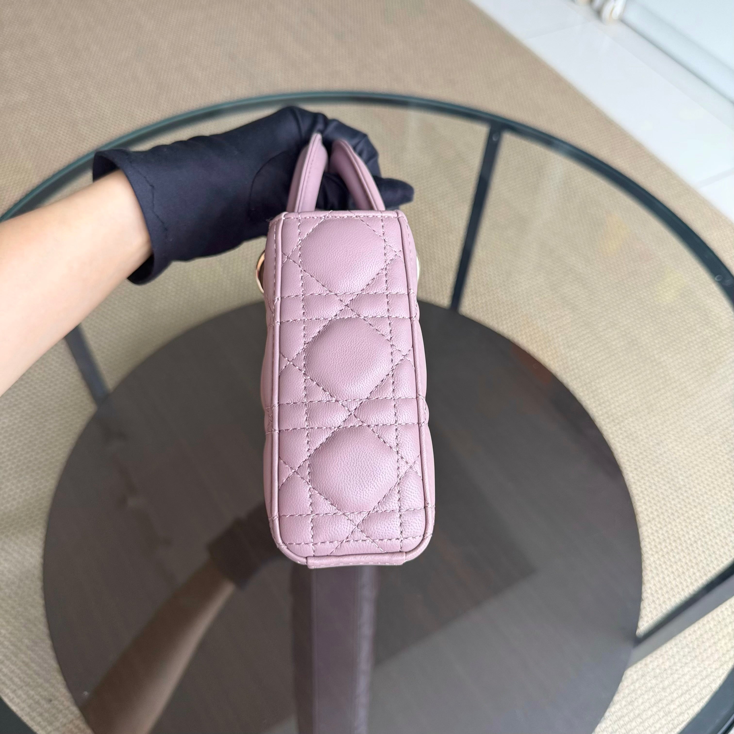 Dior D-Joy Medium - Cannage Lambskin Blush Pink Gold Hardware