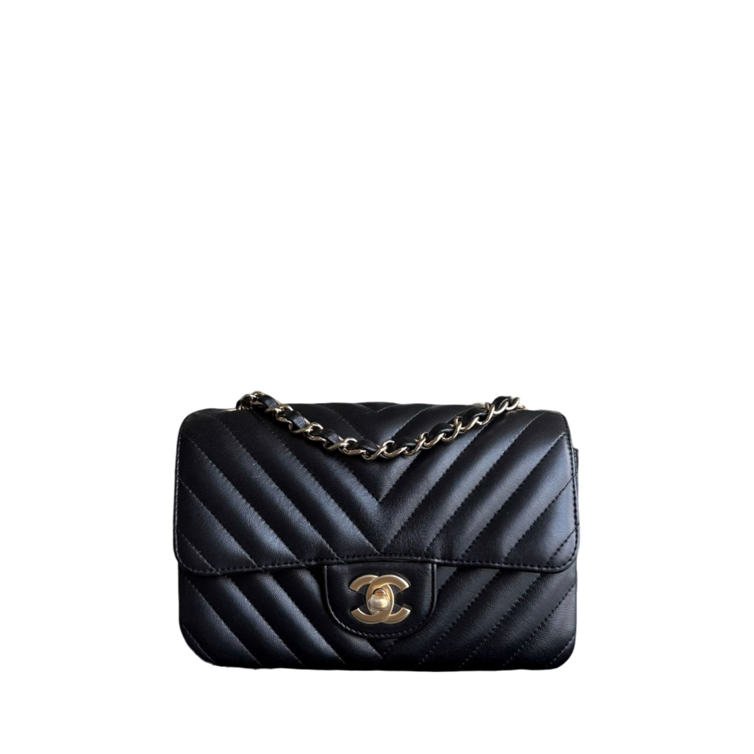 Chanel Classic Flap Mini - Chevron Lambskin Black Gold Hardware Series 26