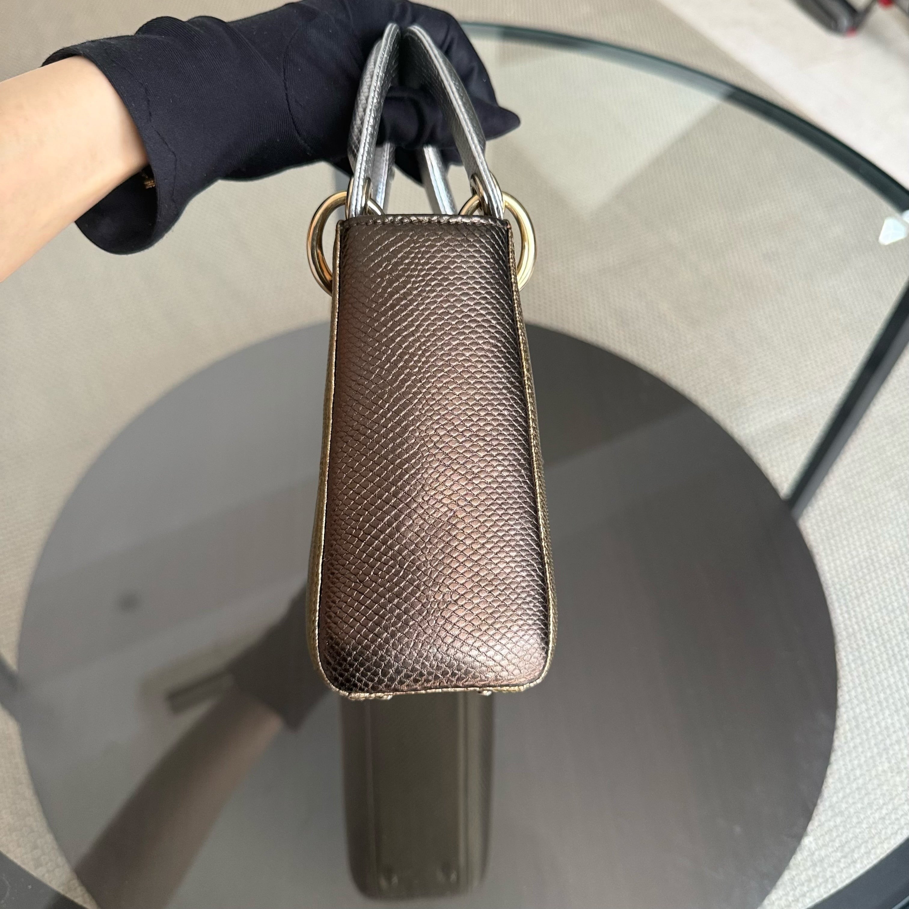 Dior Lady Mini - Exotic Lizard Two Tone Gold Hardware