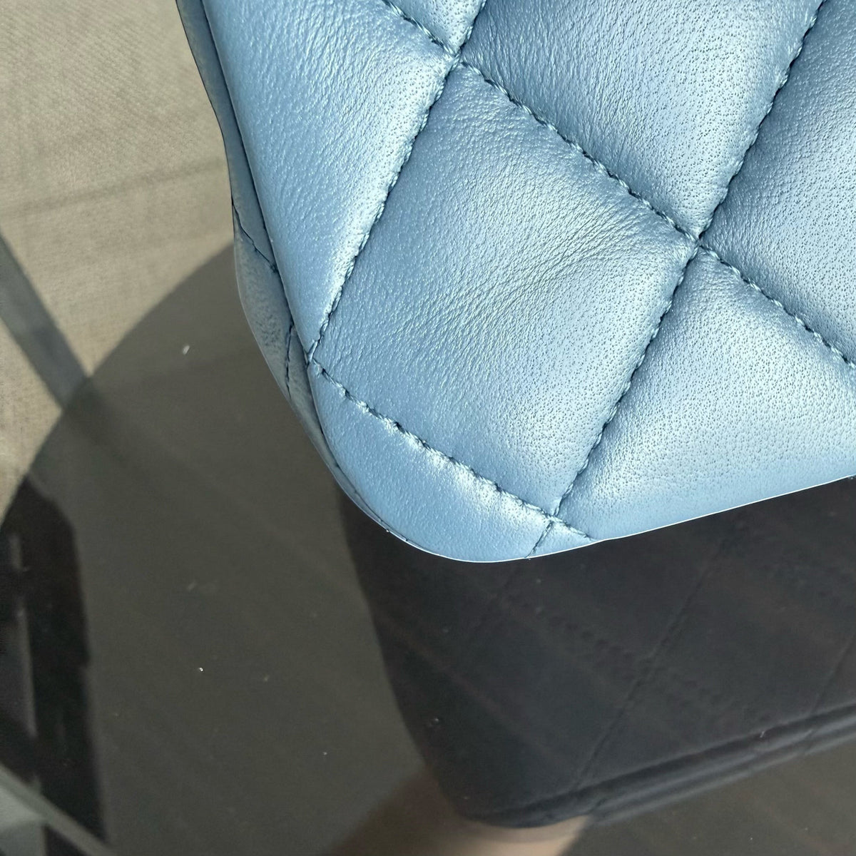 Chanel Classic Flap Medium - 25CM Quilted Lambskin Blue Silver Hardware Series 17