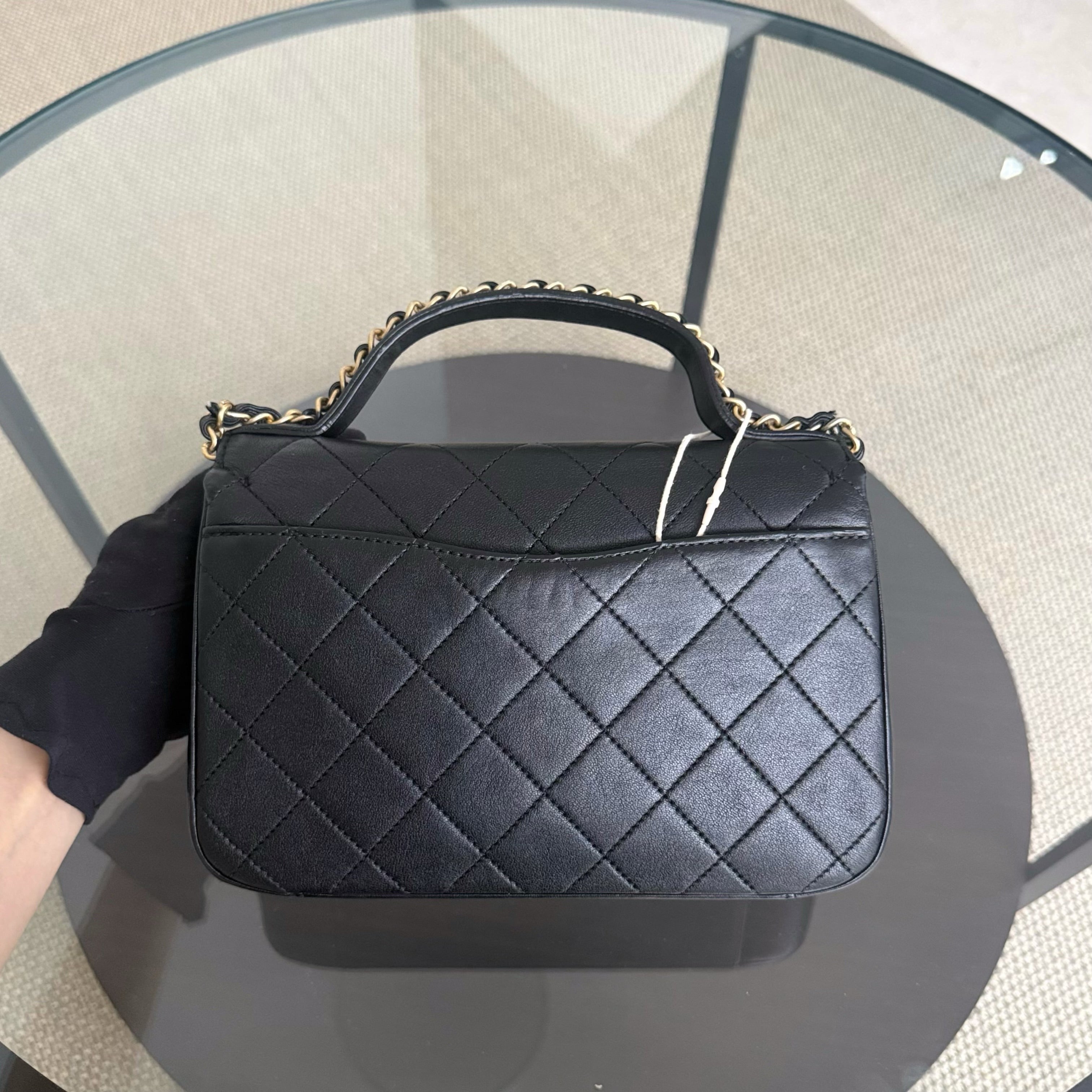 Chanel 19 Bag Flap - C19 With Top Handle Quilted Black Gold Hardware Series 28