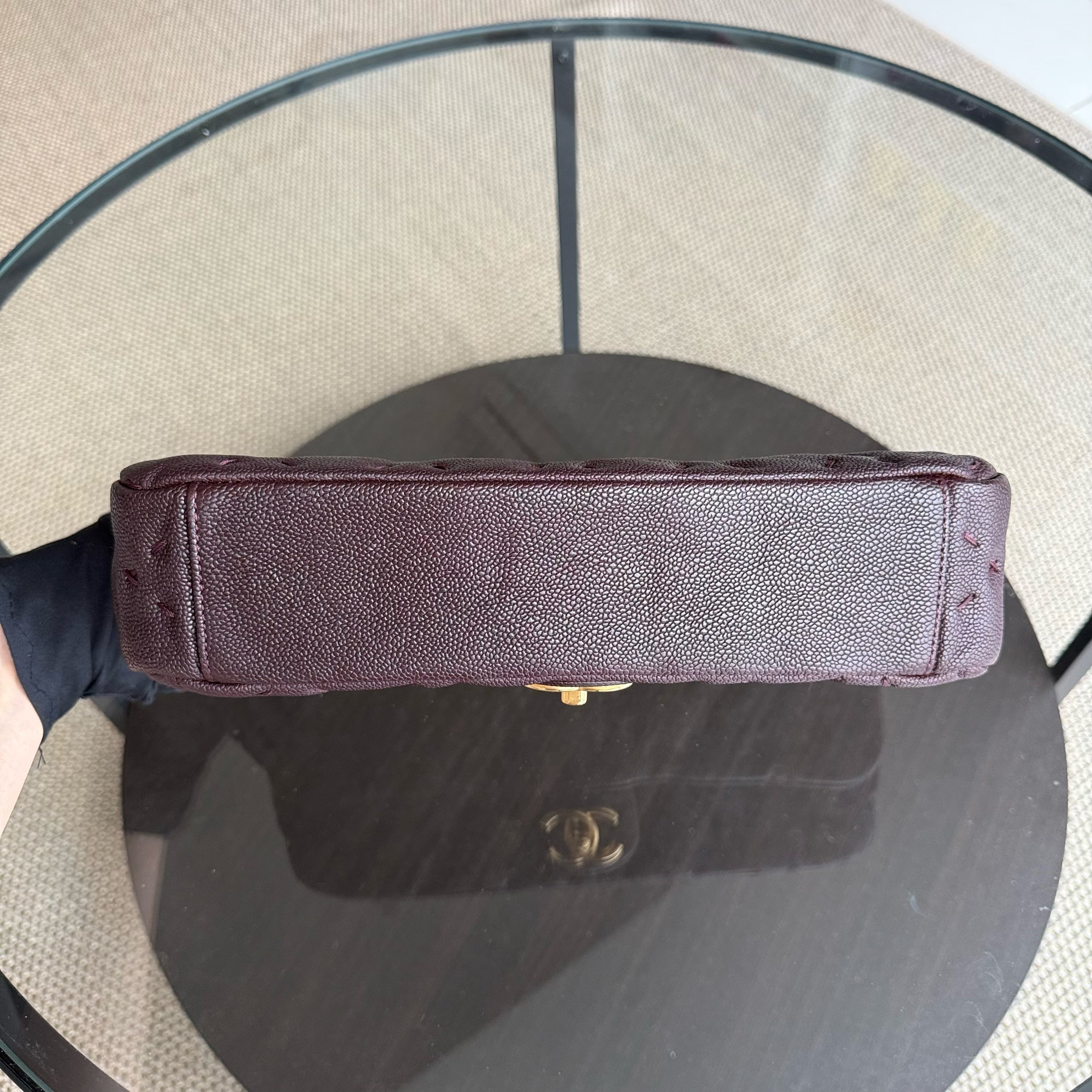 Chanel Seasonal Flap Wild Stitches - Caviar Quilted Grained Calfskin Dark Brown Gold Hardware Series 15