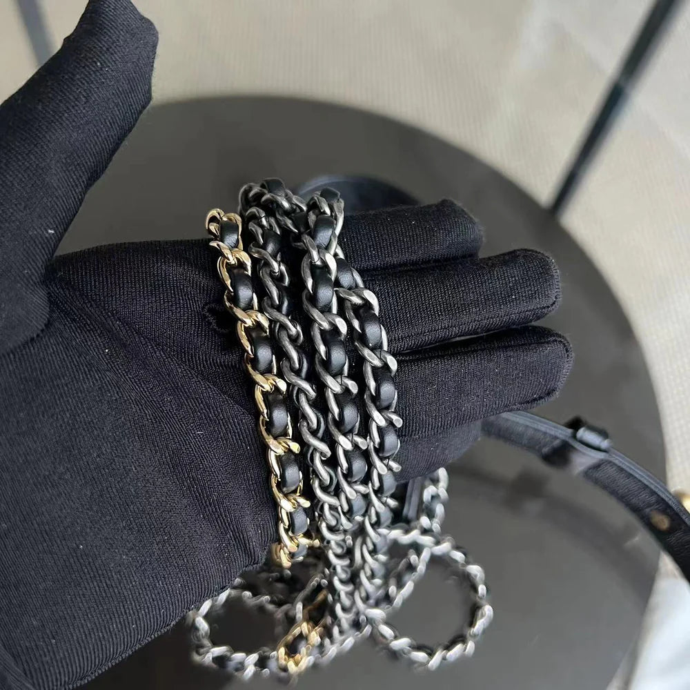 Chanel Gabrielle Small - 20CM Quilted Calfskin White Black Two-Tone Hardware